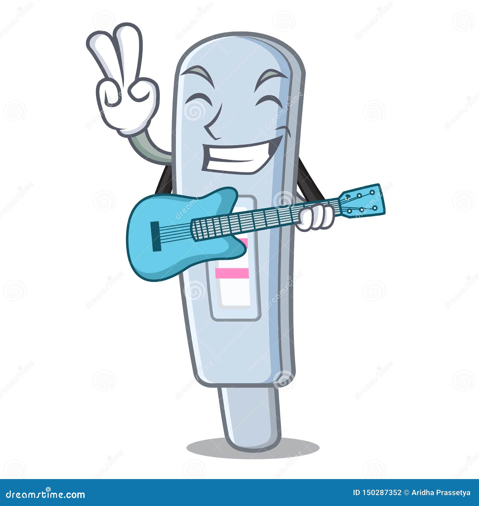 With Guitar Test Pack In Cartoon Medicine Cabinet Stock Vector