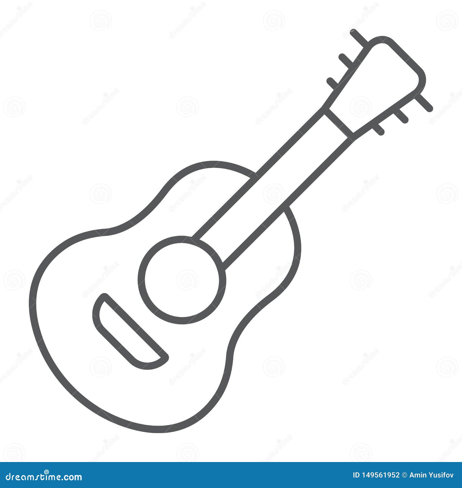 Guitar Thin Line Icon, Sound and Music, Musical Instrument Sign, Vector ...