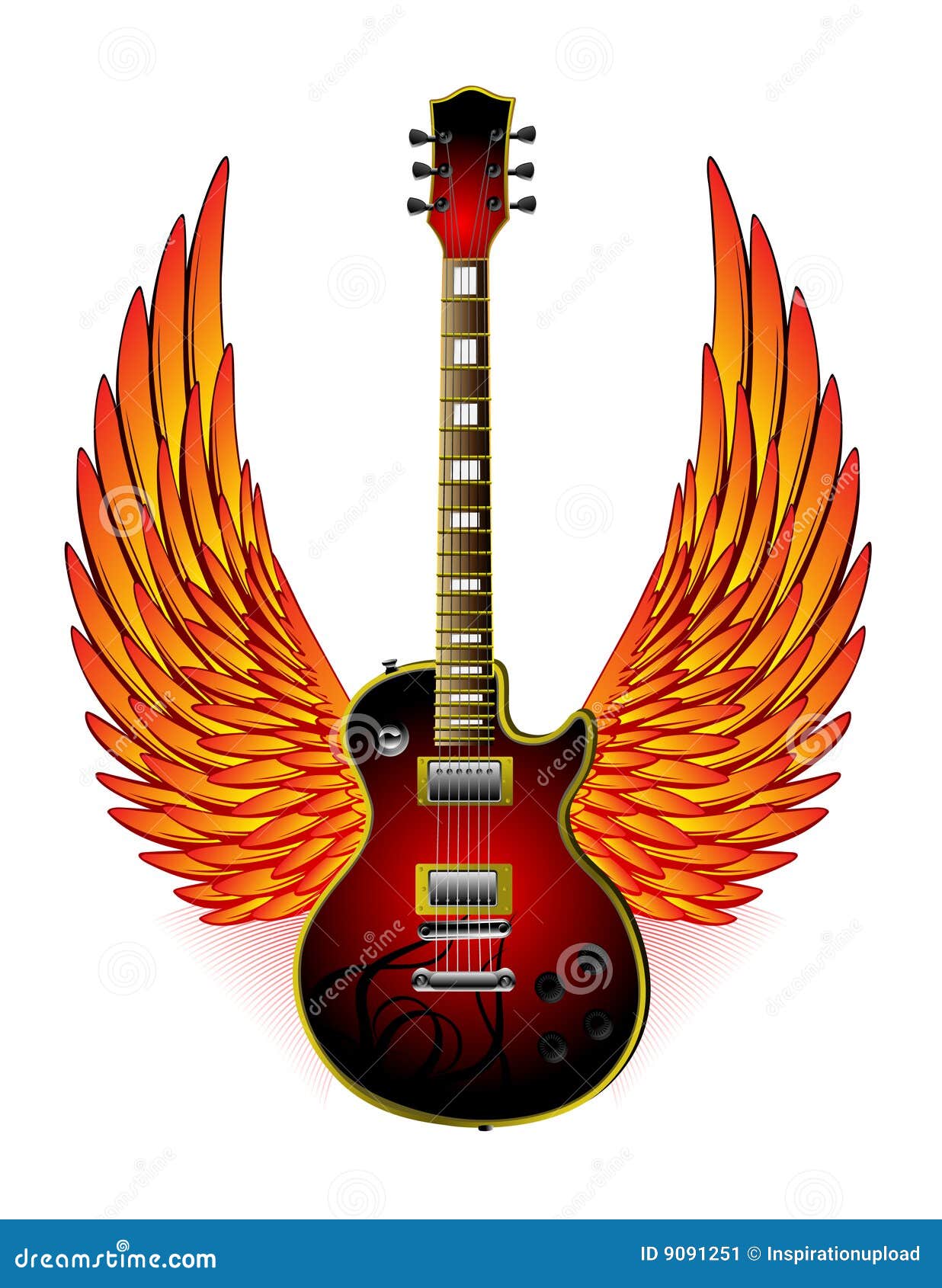 Guitar Wings Fire Stock Image Image 9091251