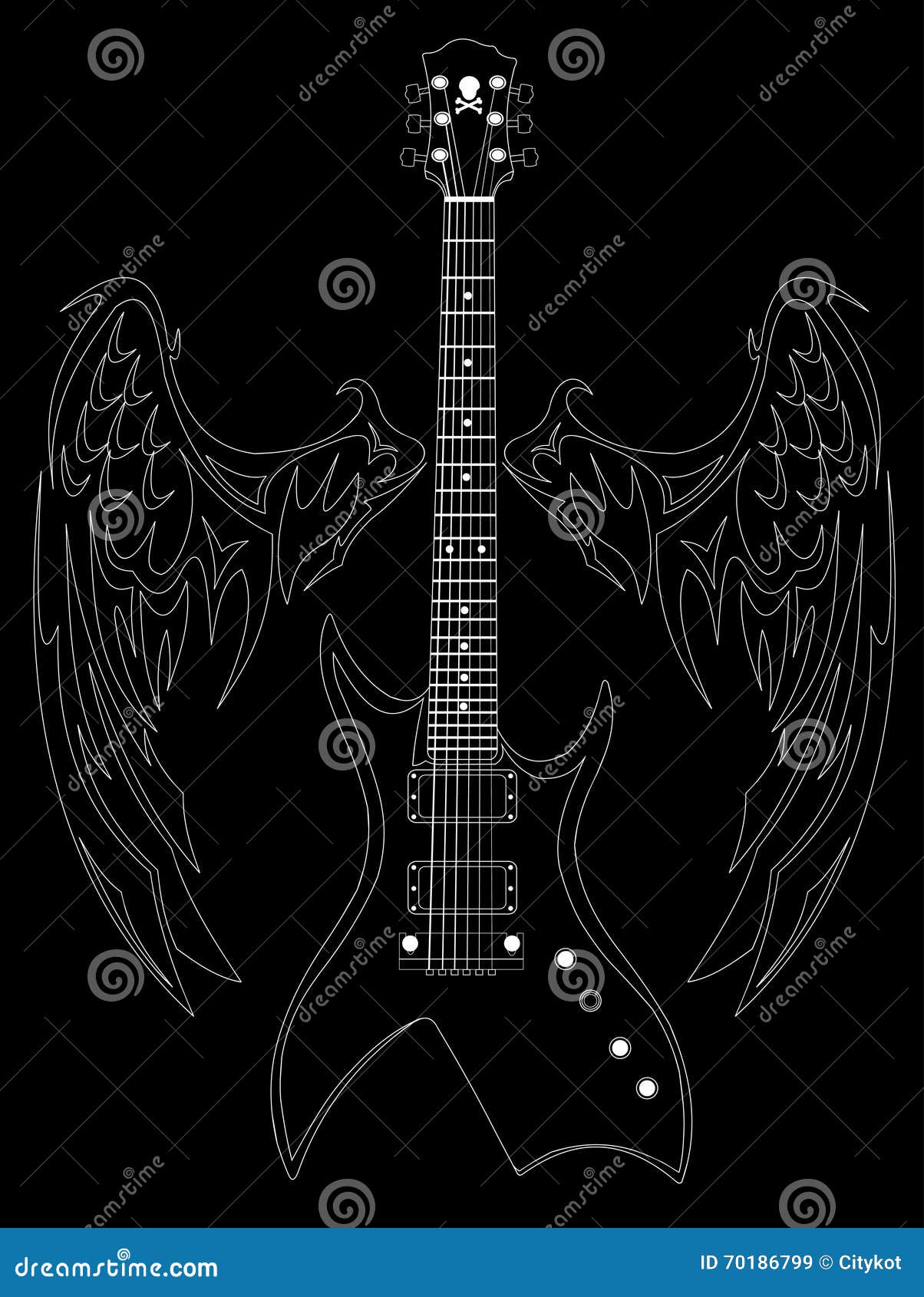 Guitar And Wings Stock Illustration Image 70186799