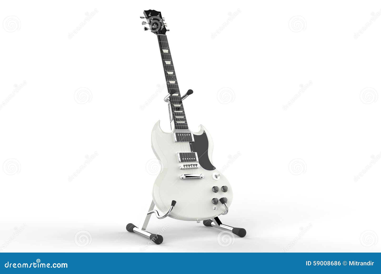 Guitare électrique Blanche Sur Le Support Photo stock - Image du  idéogramme, basse: 59008686