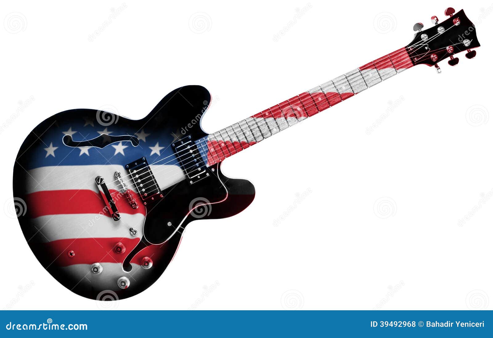 Illusttration D'une Guitare Électrique Avec Union Jack Banque D