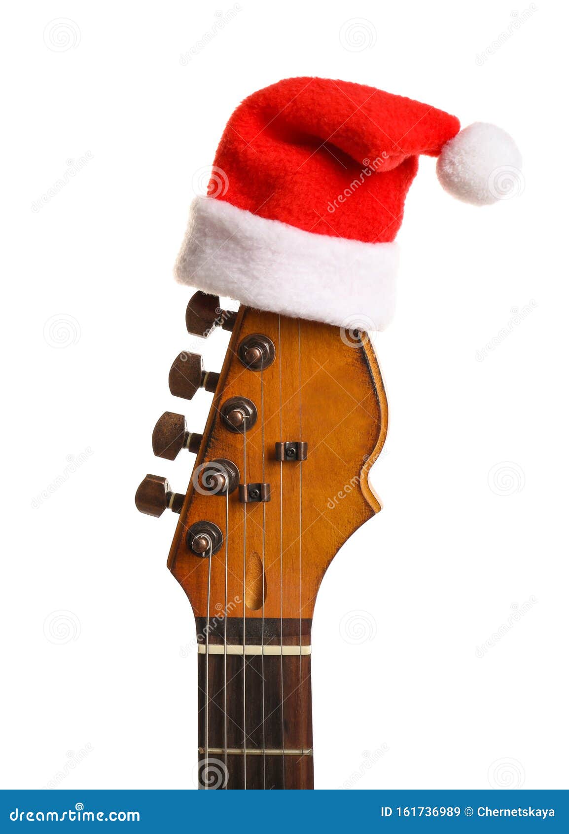 Guitare Avec Chapeau De Père Noël Blanc Concept De Musique De Noël Image  stock - Image du objet, rouge: 161736989