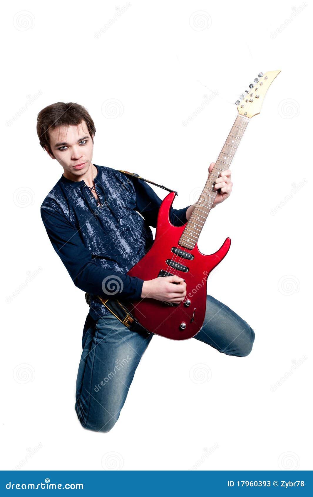 Guitarist with Electric Guitar Stock Image Image of jeans, musician