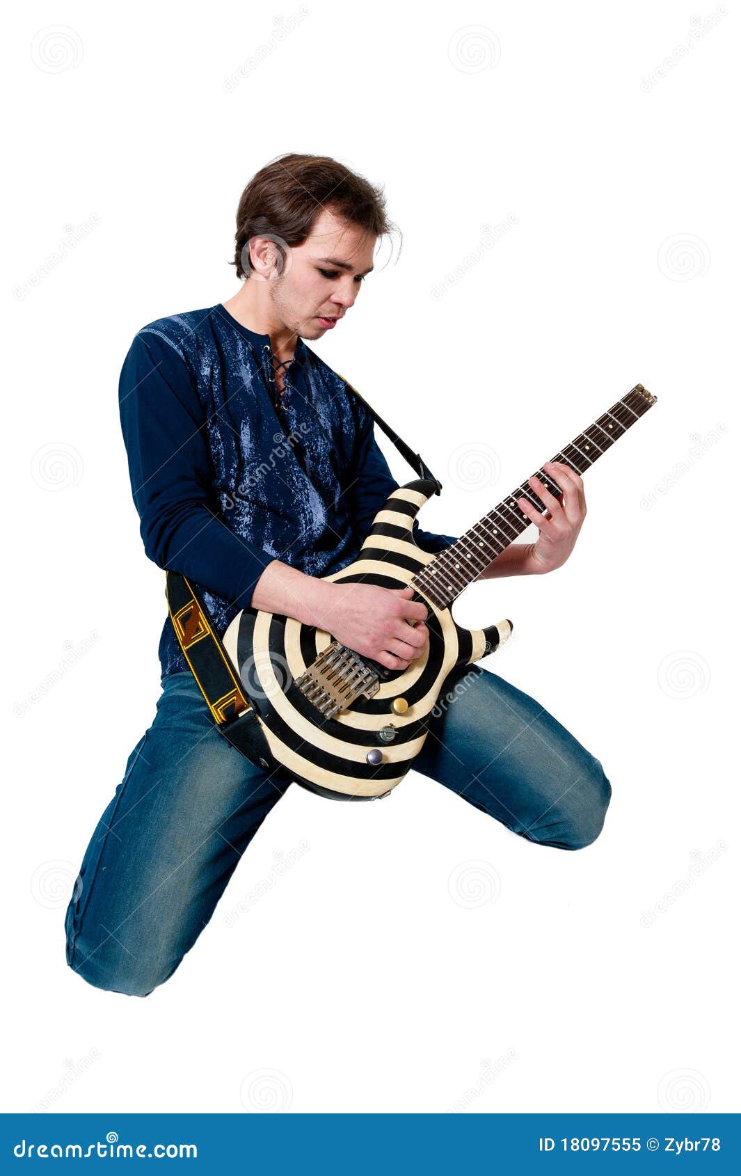 Guitarist with Electric Guitar Stock Image Image of light, musical