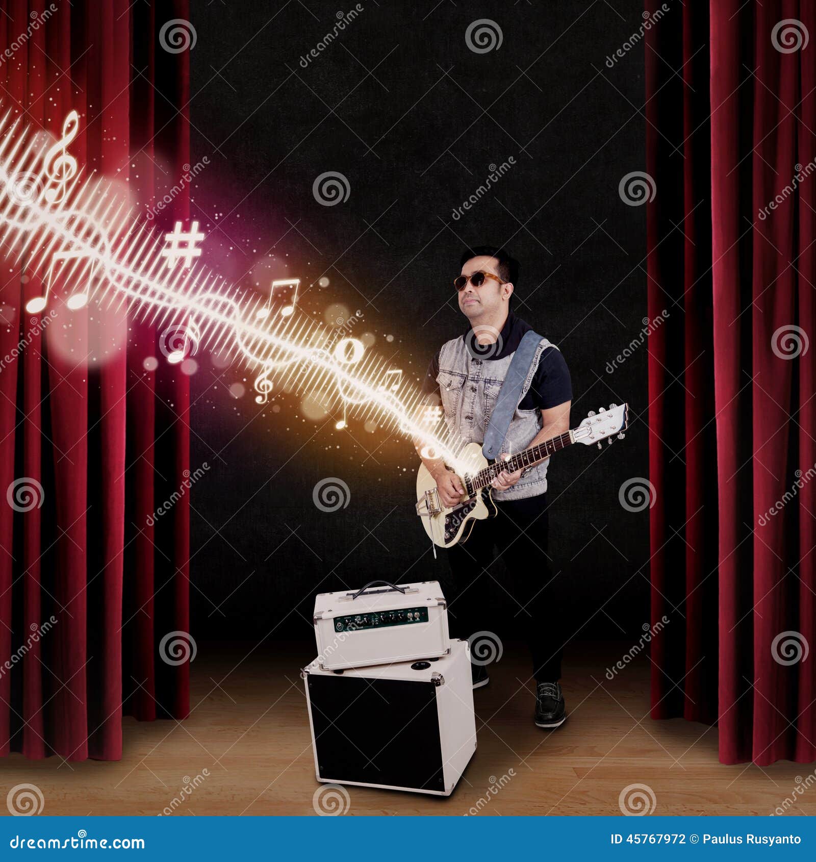 Guitarist Perform on a Stage Stock Photo Image of japanese, audio