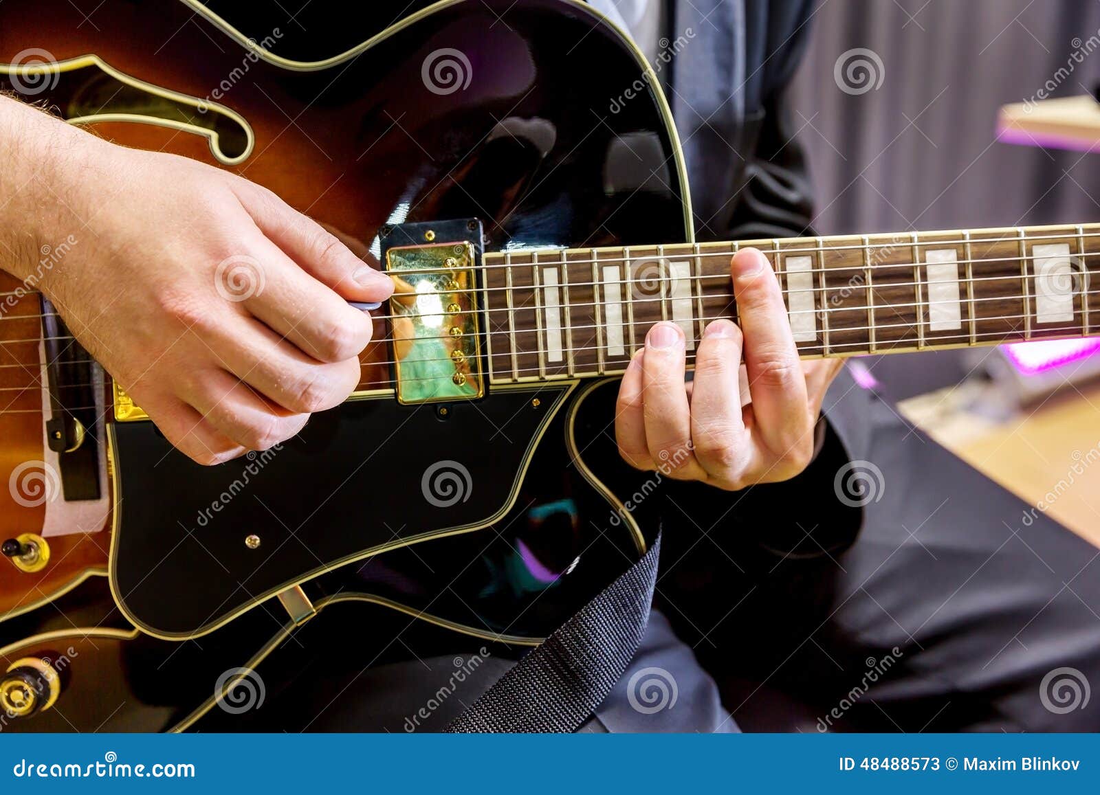 Guitarist Playing in Jazz Band Stock Image Image of entertainment