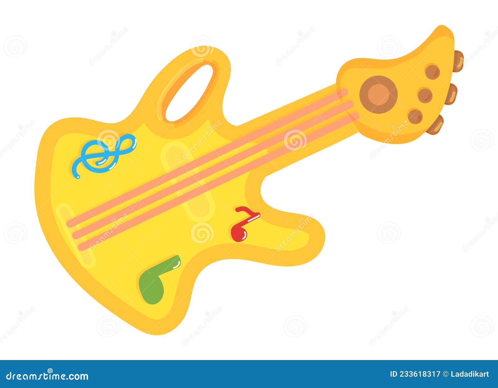 Guitarra De Juguete. Instrumento De Música Eléctrica De Dibujos Animados  Amarillos Ilustración del Vector - Ilustración de feliz, acorde: 233618317