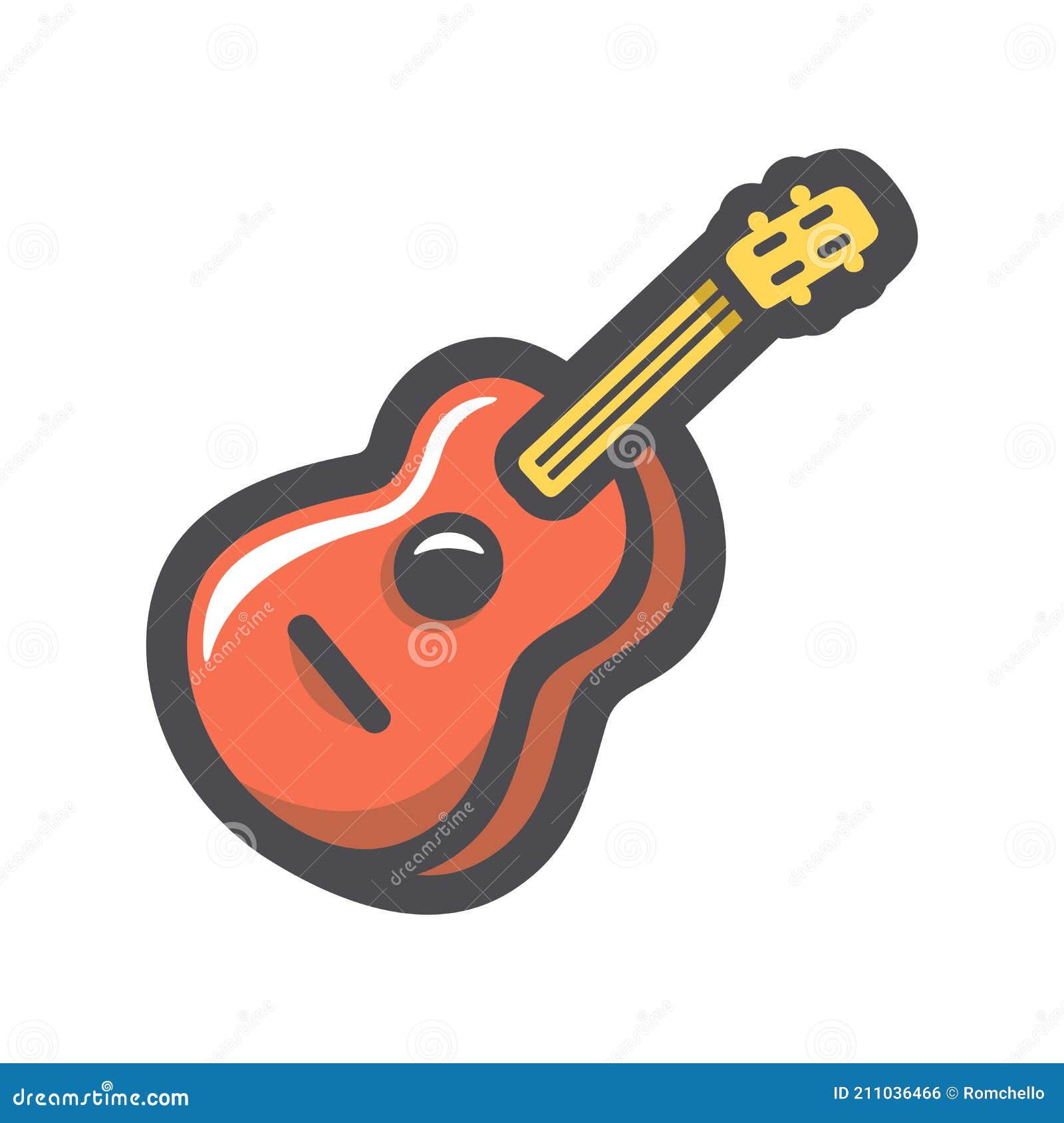 Guitarra Instrumento Musical Vector Icono Dibujos Animados Ilustración.  Ilustración del Vector - Ilustración de blanco, flamenco: 211036466