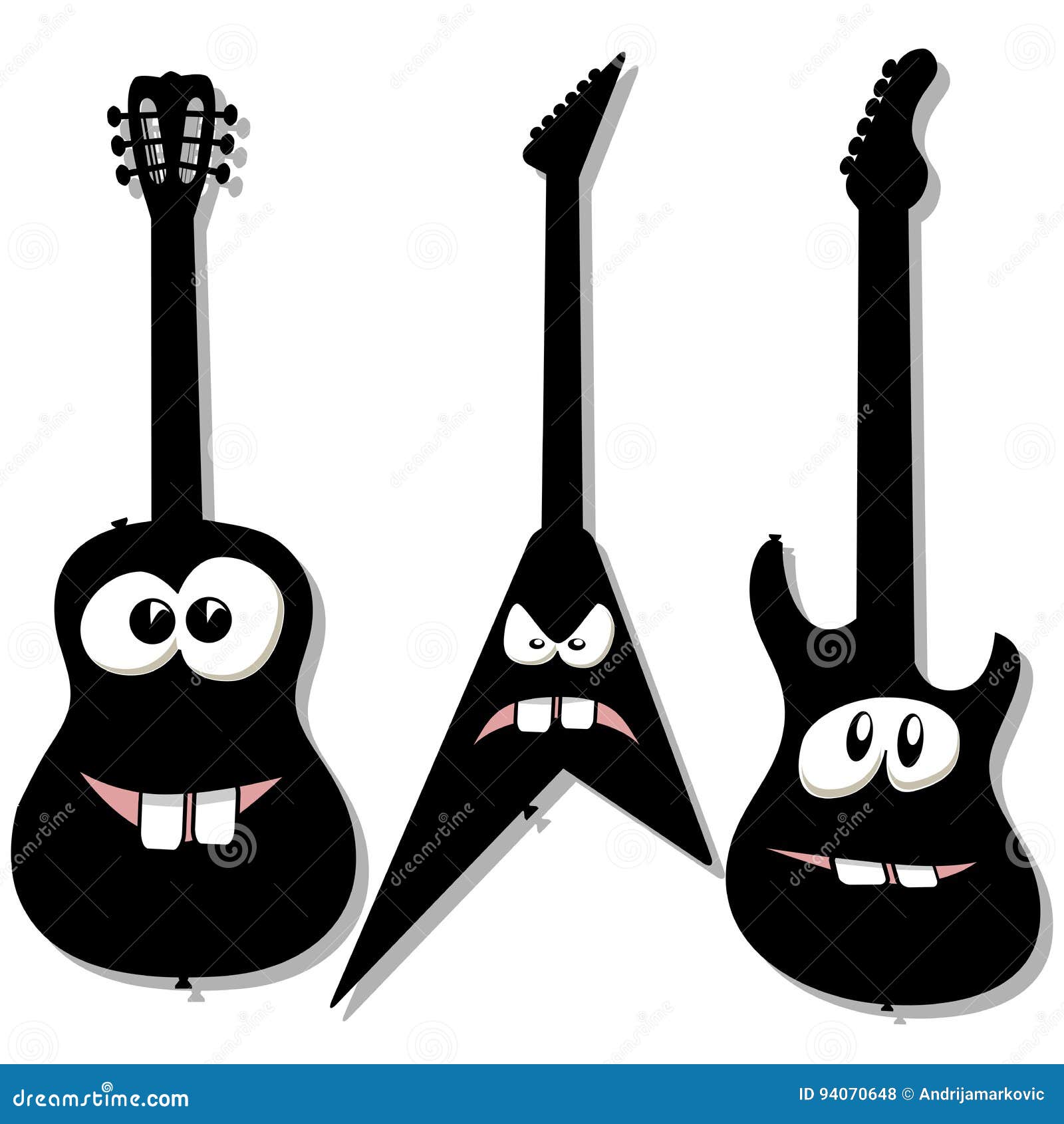 Guitarras Del Personaje De Dibujos Animados Ilustración del Vector -  Ilustración de roca, rosa: 94070648
