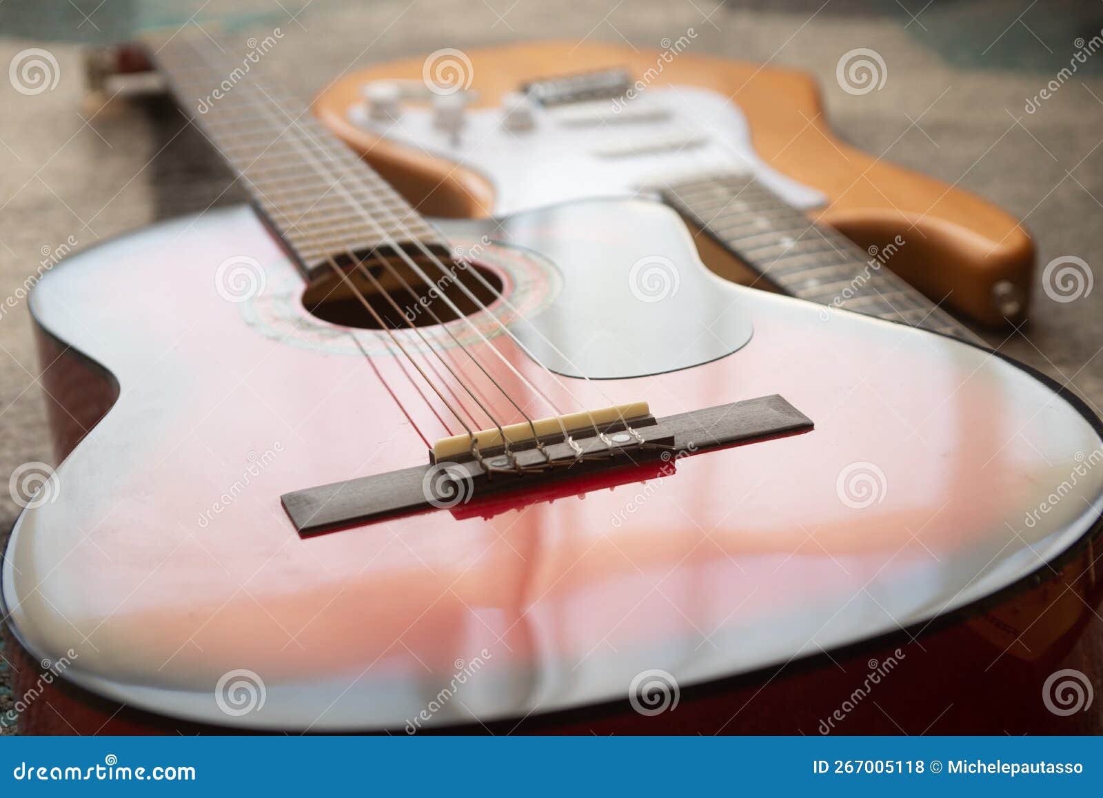 guitars on a grey background