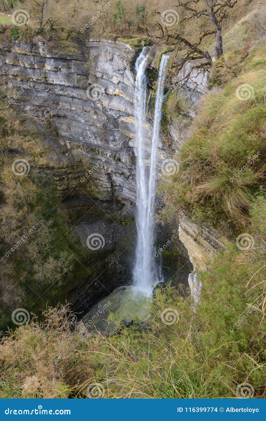 gujuli waterfall, basque country, spain