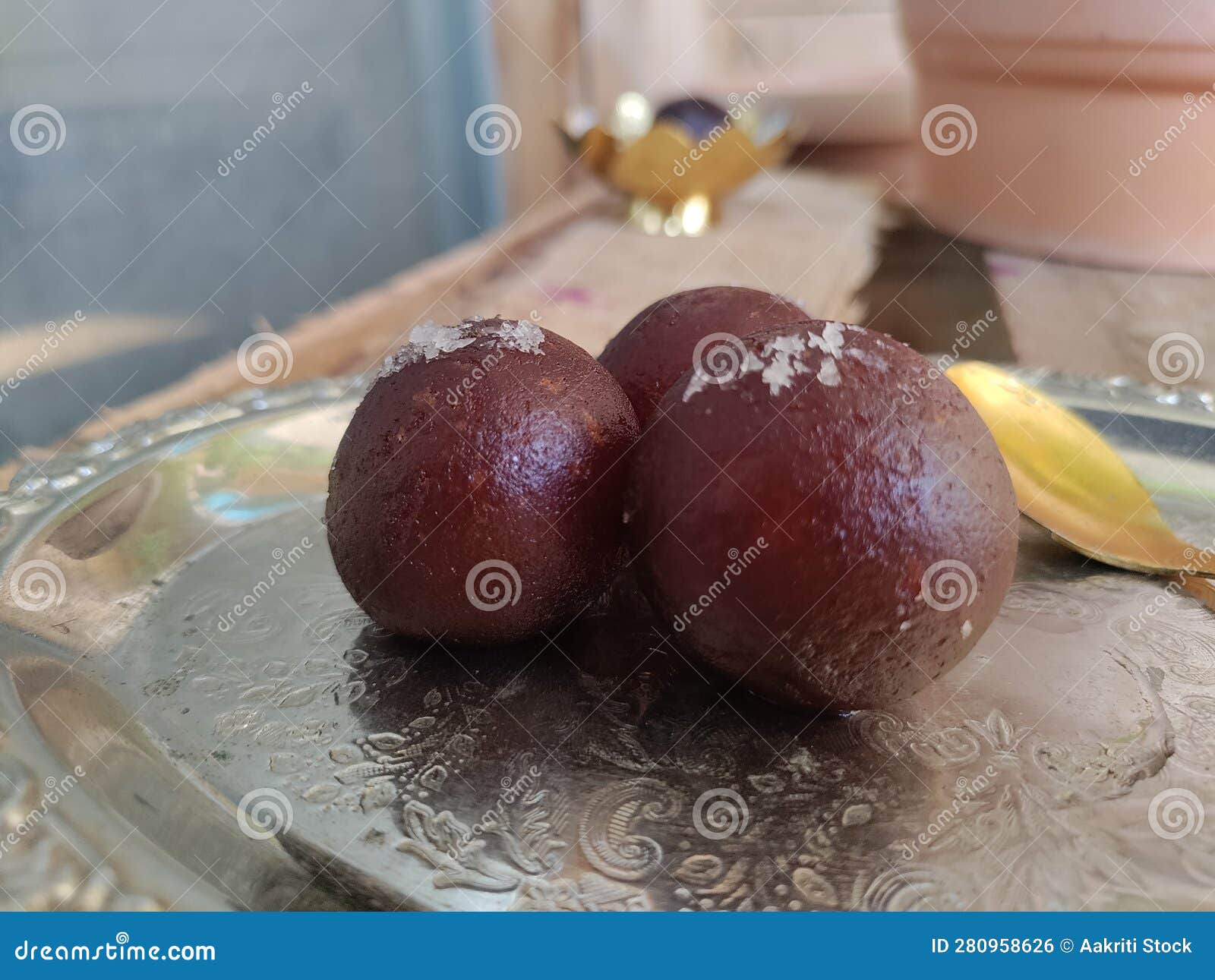 gulab jamun or gulaab jamun an indian sweet dish, sweet confectionery or dessert served after meals.