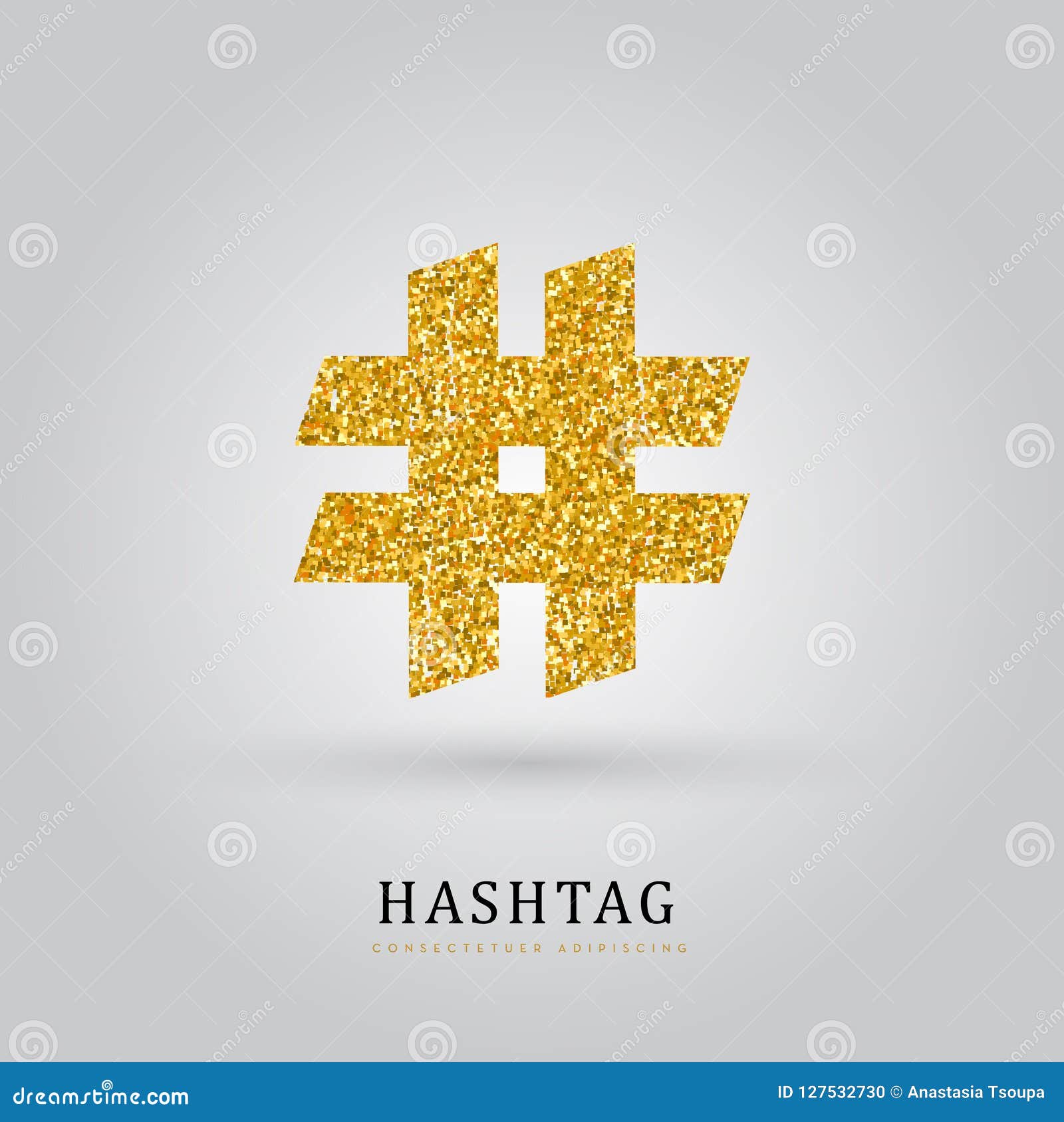 Illustration av det texturerade guld- hashtagsymbolet