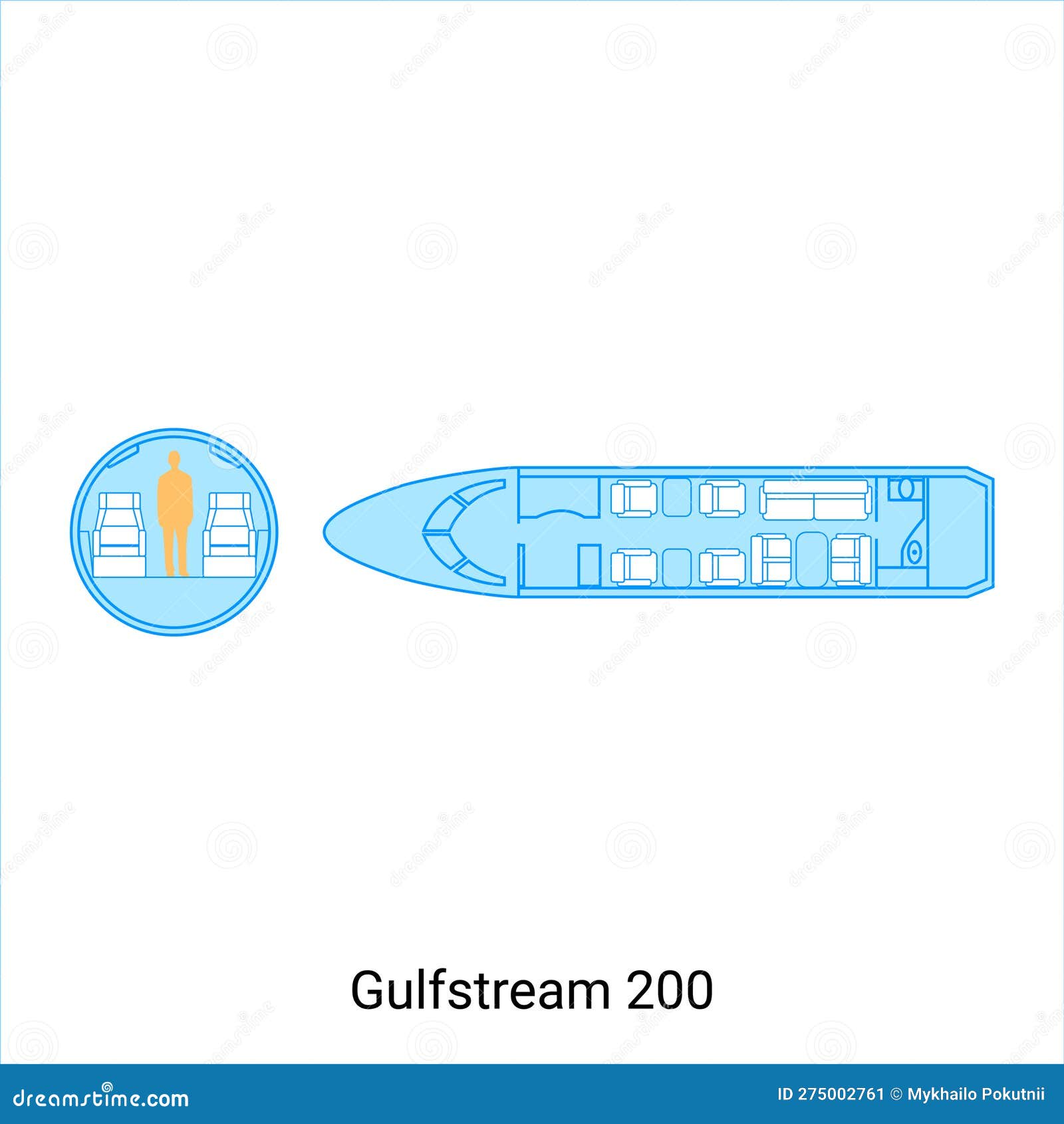 Gulfstream 200 Airplane Scheme. Civil Aircraft Guide Stock Vector ...
