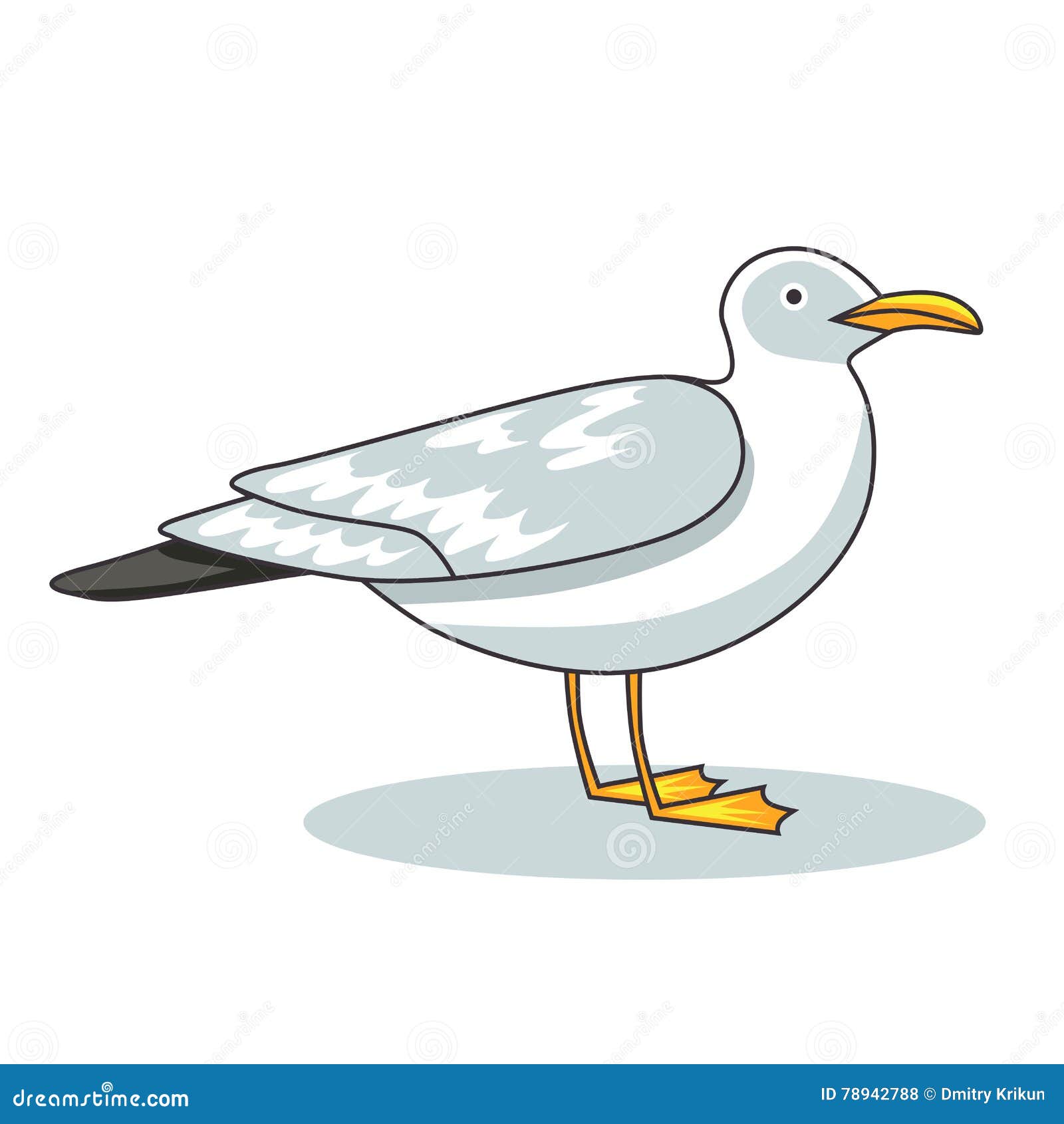 gull. flight bird and seabird gull. cartoon .