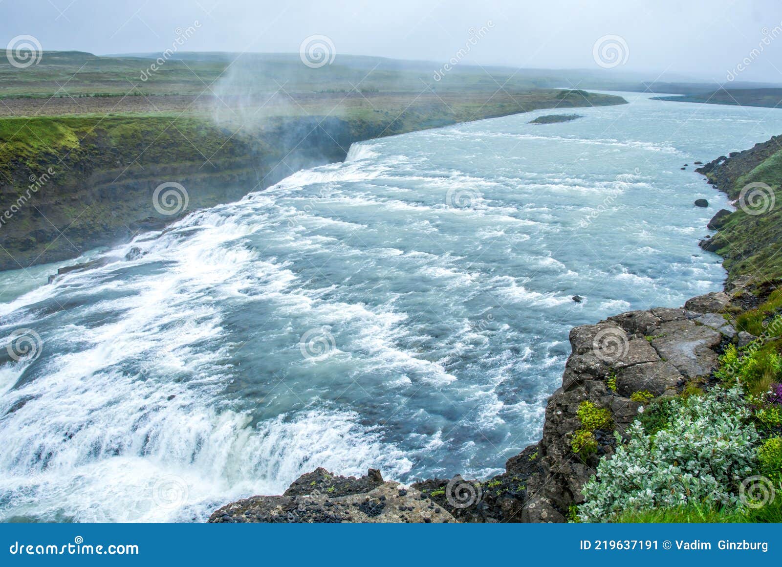 gullfoss waterfall located in the canyon of hvita river, iceland