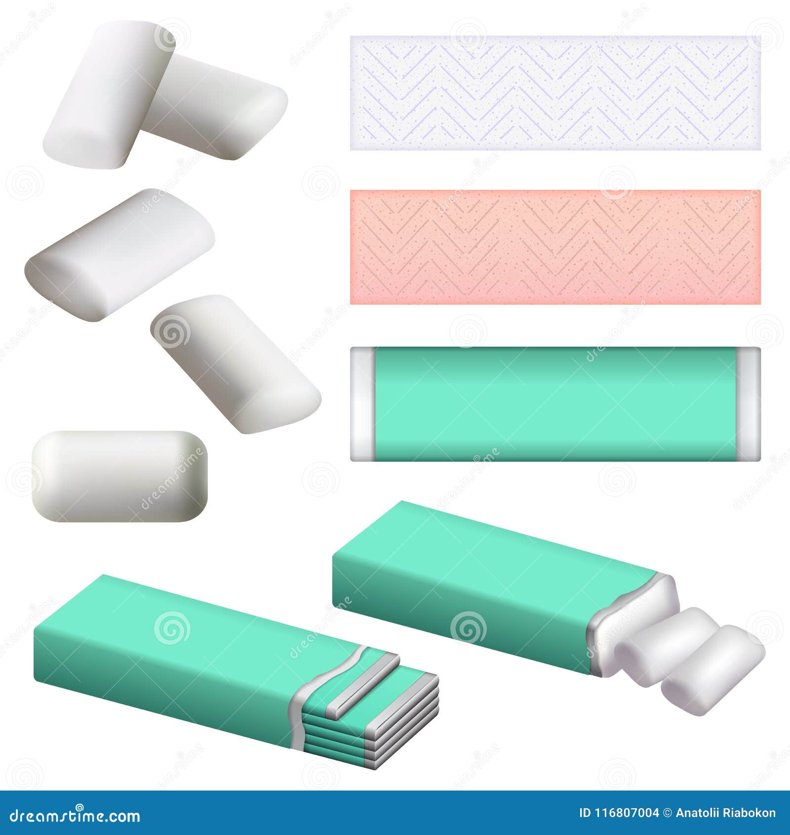 Download Gum Chewing Bubble Mockup Set, Realistic Style Stock Vector - Illustration of form, mock: 116807004