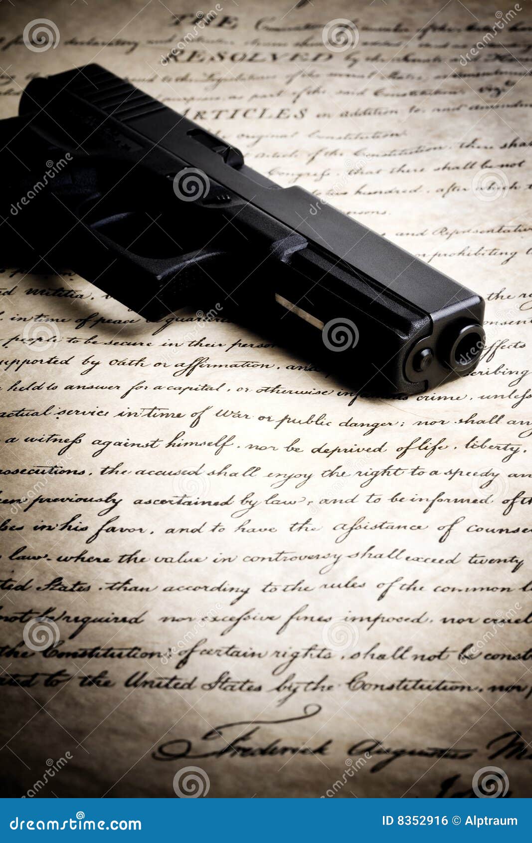 Gun on constitution stock photo. Image of control, rights 8352916