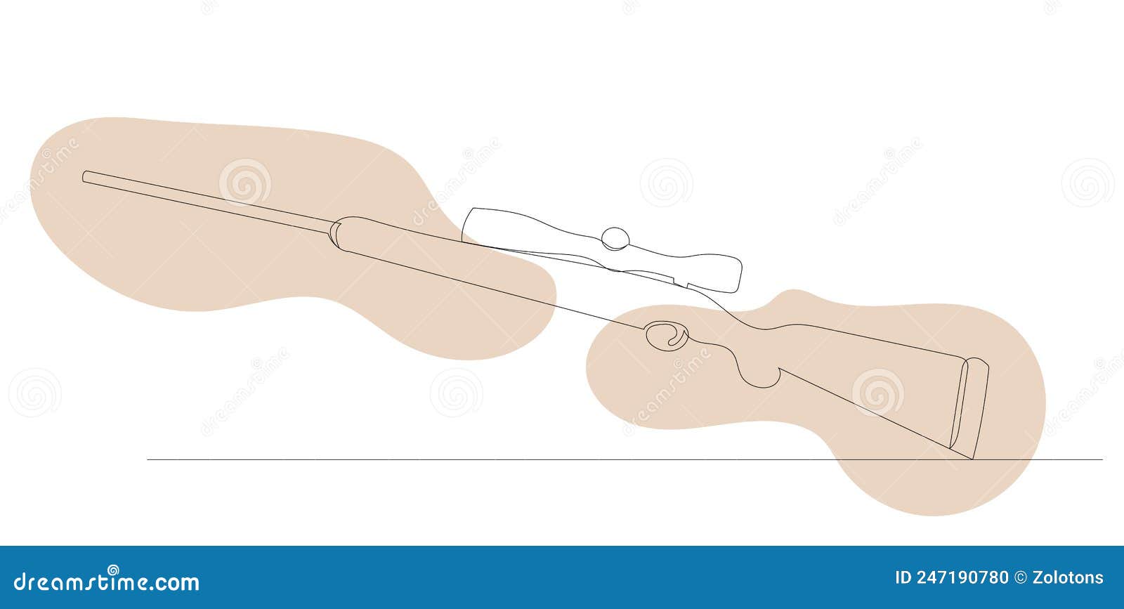 gun drawing in one continuous line