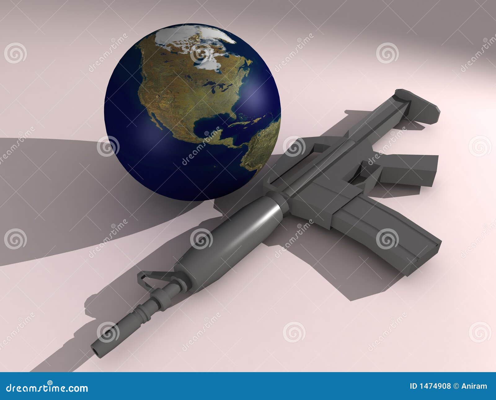 Gun & Earth in Danger Stock Illustration Illustration of