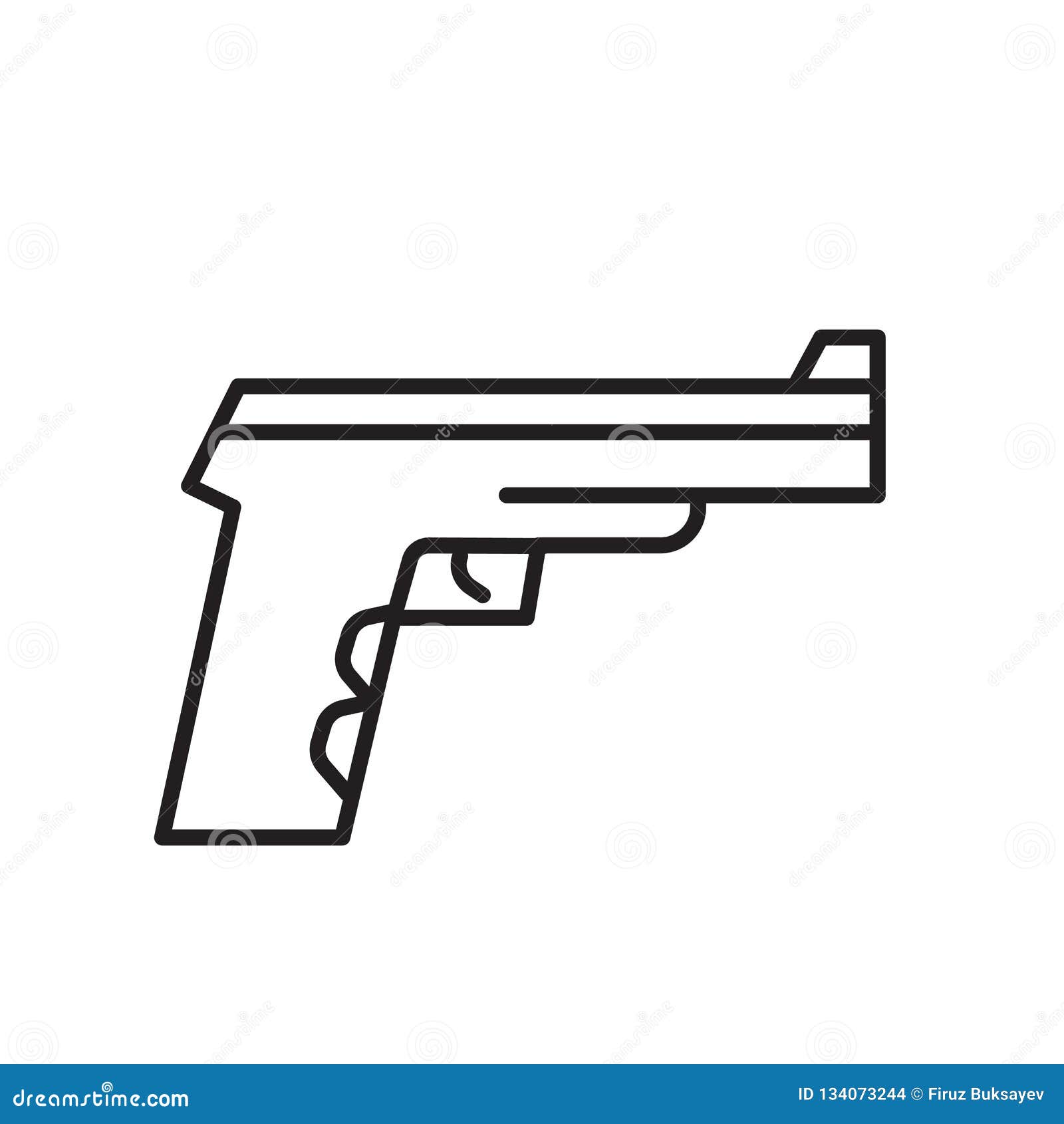 Gun Icon Vector Isolated on White Background, Gun Sign , Sign and Symbols  in Thin Linear Outline Style Stock Vector - Illustration of conflict,  silhouette: 134073244