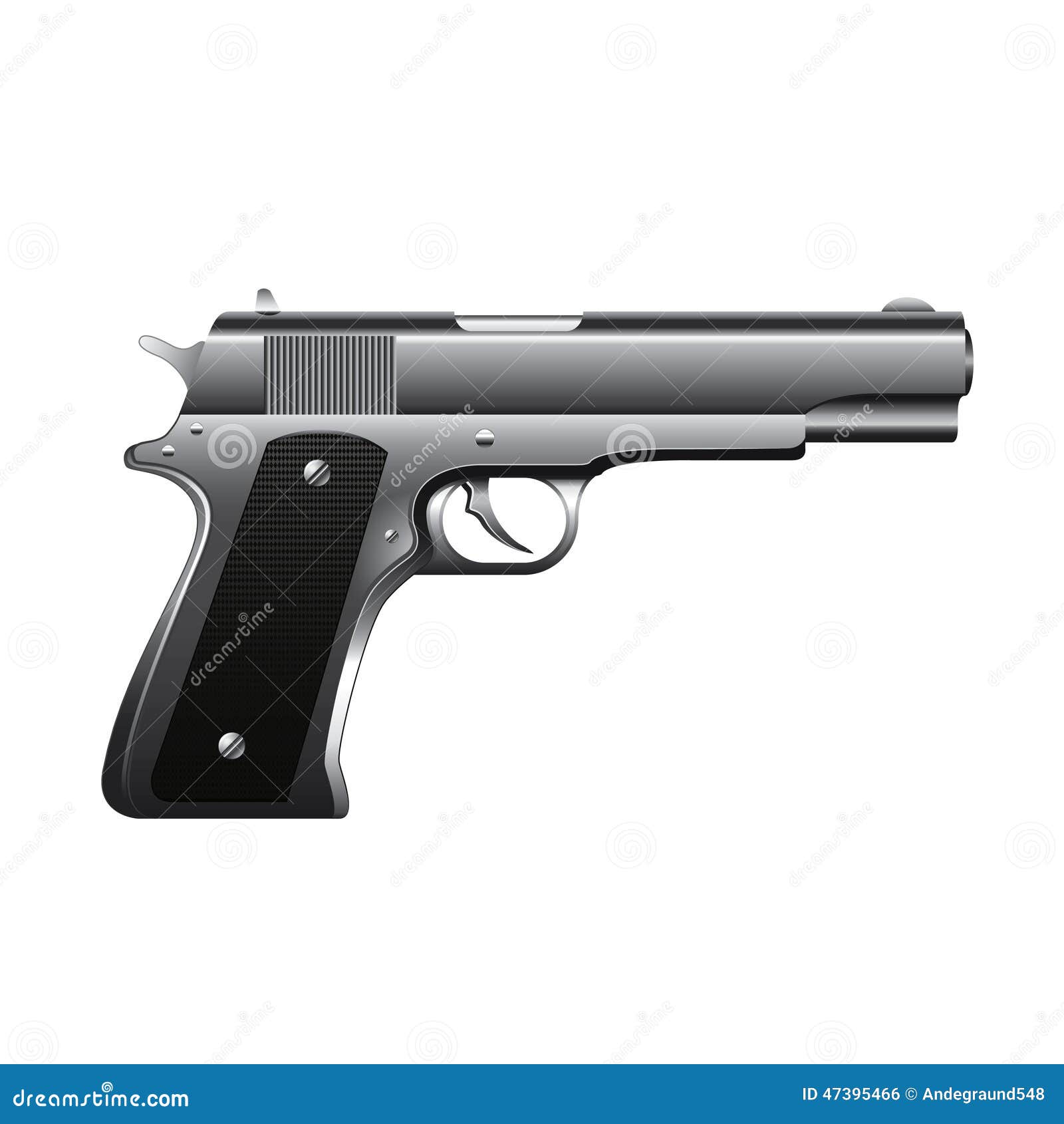 Gun Isolated on White Vector Stock Vector - Illustration of side