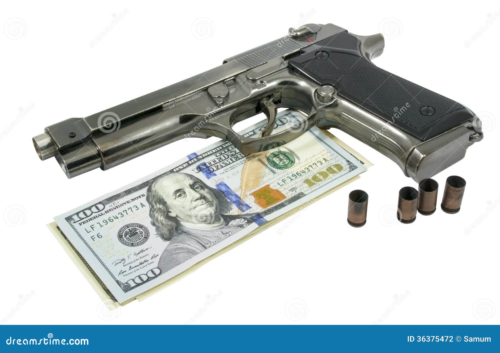Gun and money stock photo. Image of mafia, bills, crime 36375472