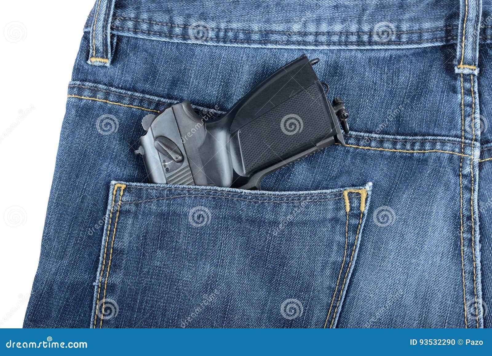 Gun in a pocket stock photo. Image of pocket, protection 93532290