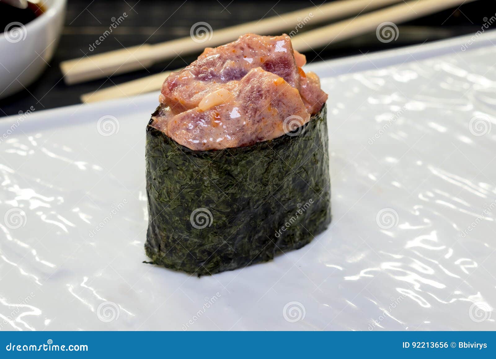 Gunkan with tuna stock photo. Image of gunkan, prepared 92213656