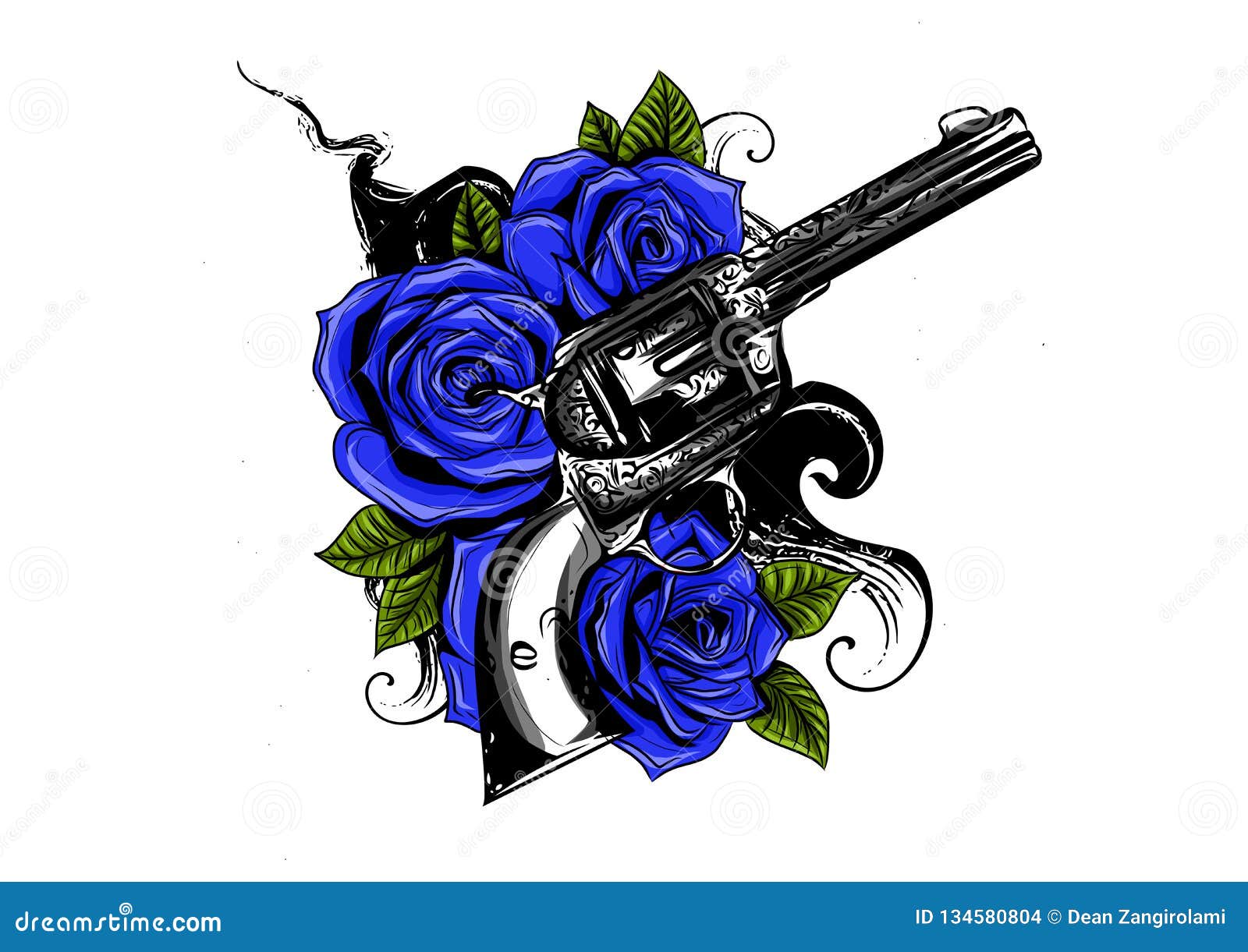 Pair of crossed guns and rose flowers drawn in tattoo style illustration  Stock Vector Vector And Low Budget Royalty Free Image Pic ESY056300736   agefotostock