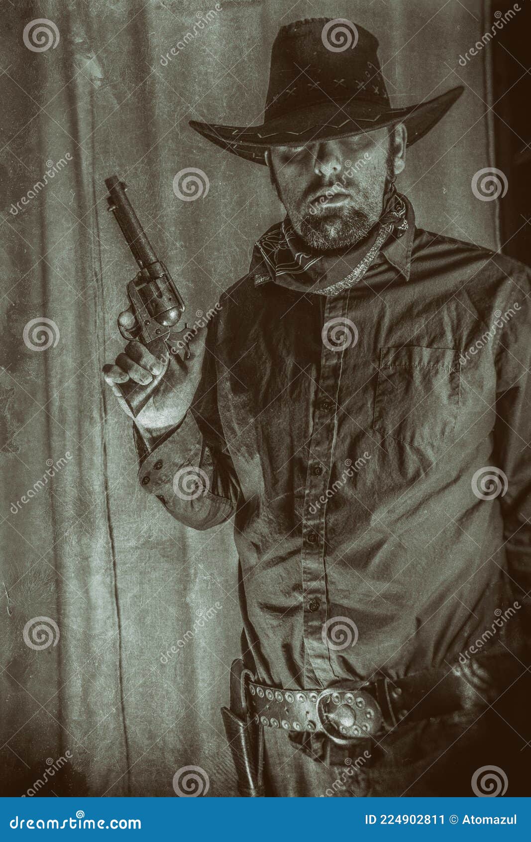 gunslinger old west cowboy holding up gun western