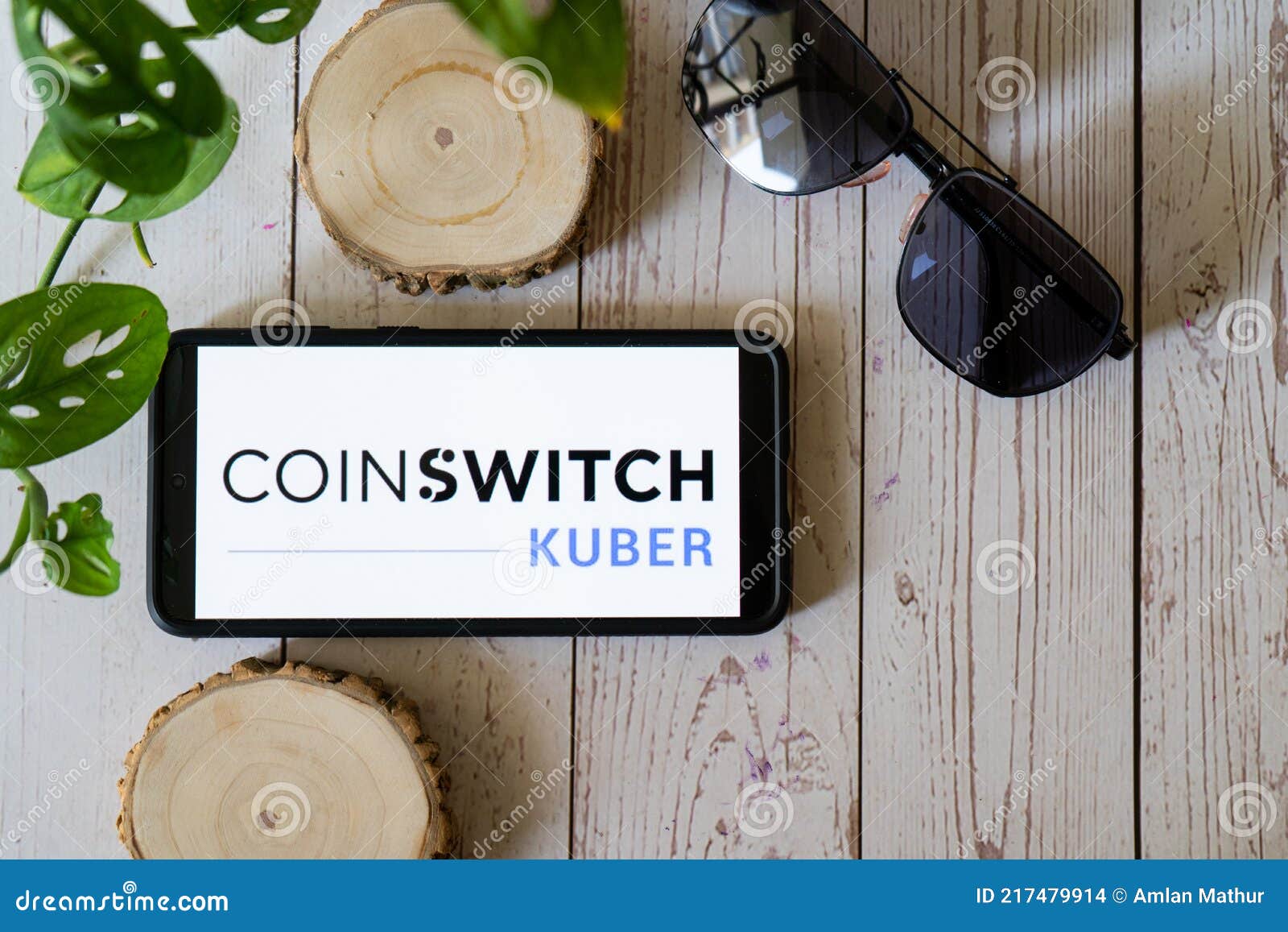 Indian Startup Blockchain Bitcoin Altcoin App Coinswitch Kuber On A Mobile Phone On A Wooden ...