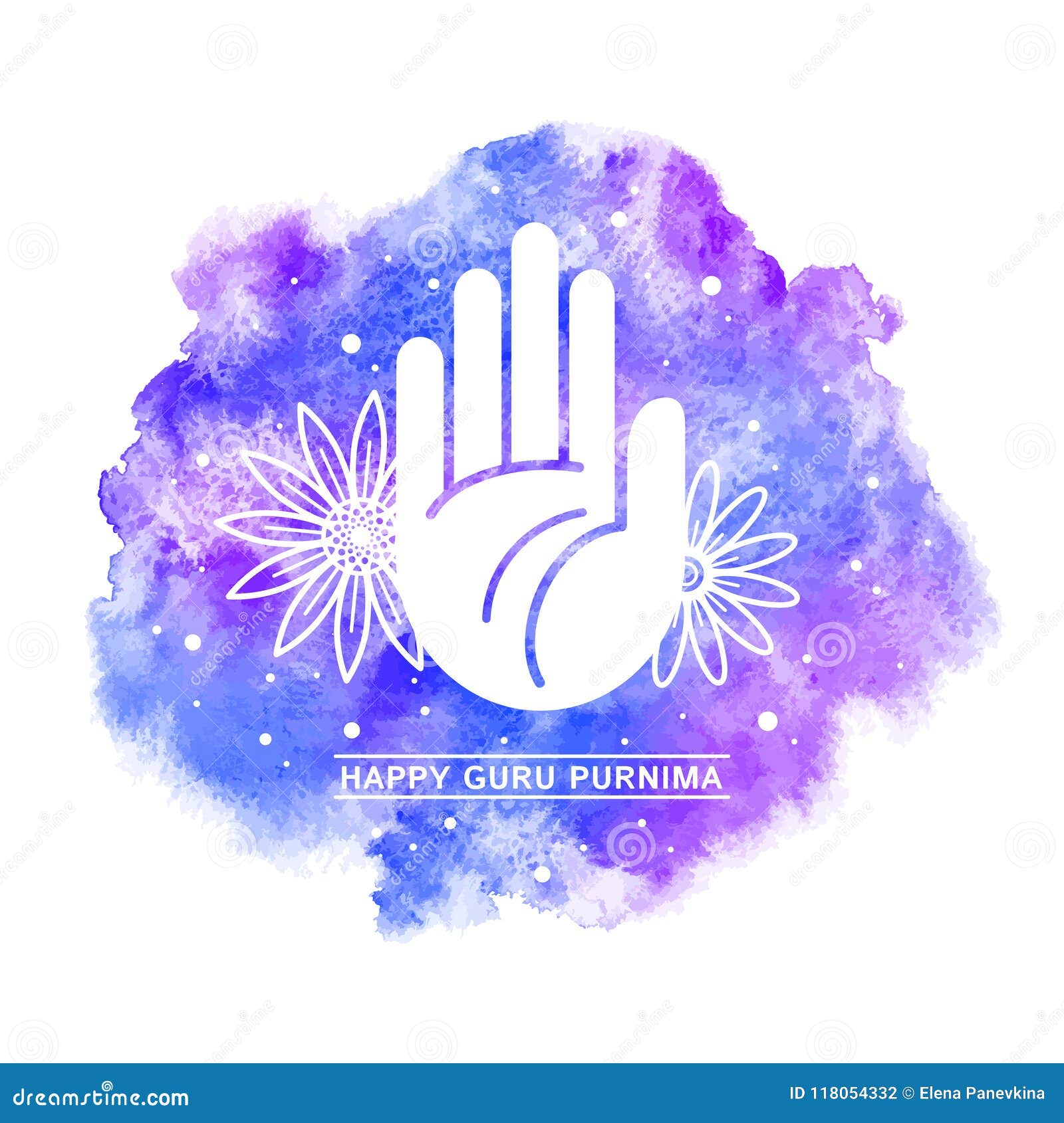 Guru Purnima Watercolor Greeting Card With Blessing Hand Stock Vector Illustration Of Palm Indian 118054332