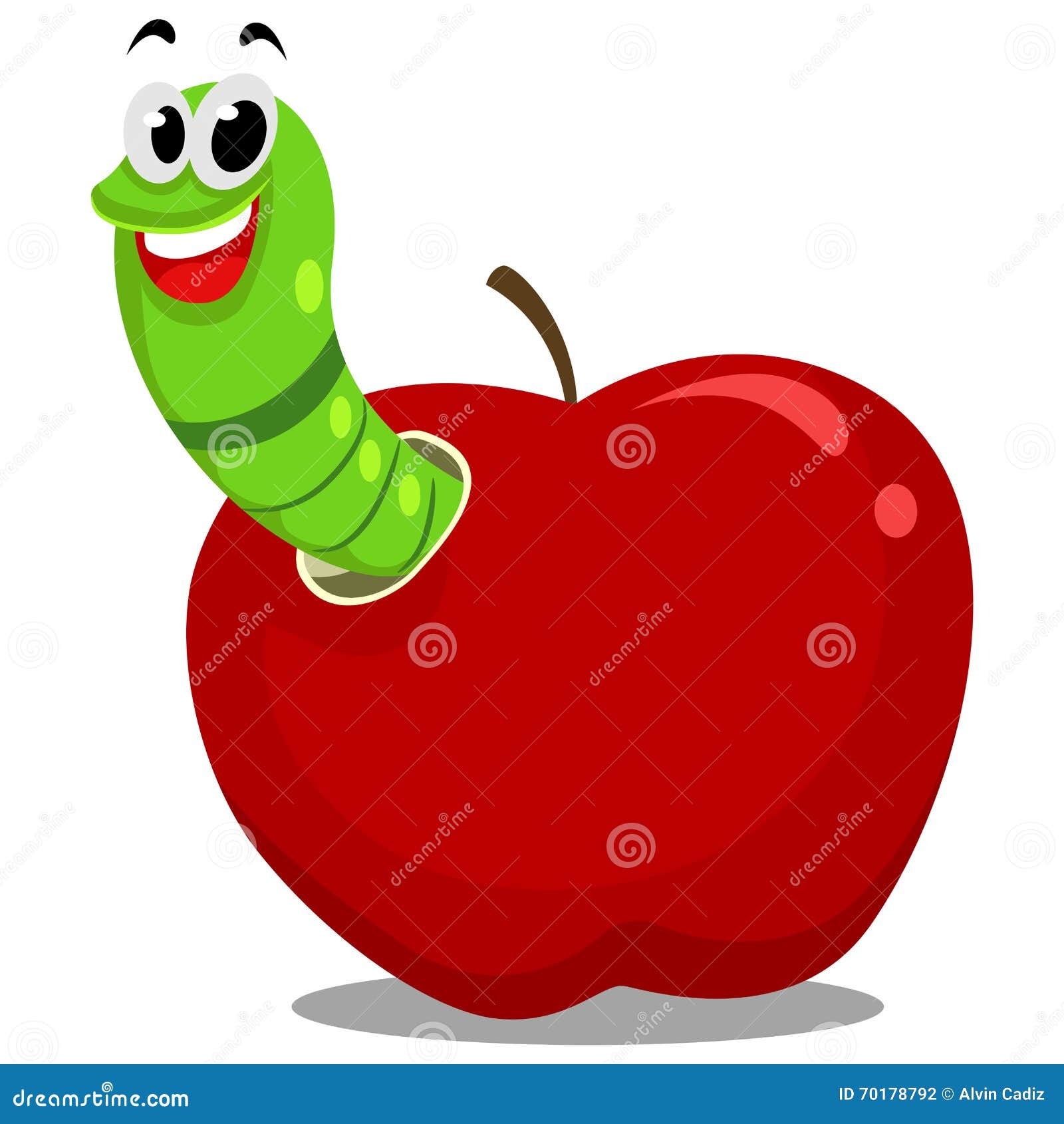 Gusano Dentro De La Manzana Ilustración del Vector - Ilustración de verde,  oruga: 70178792, image size:1600x1690