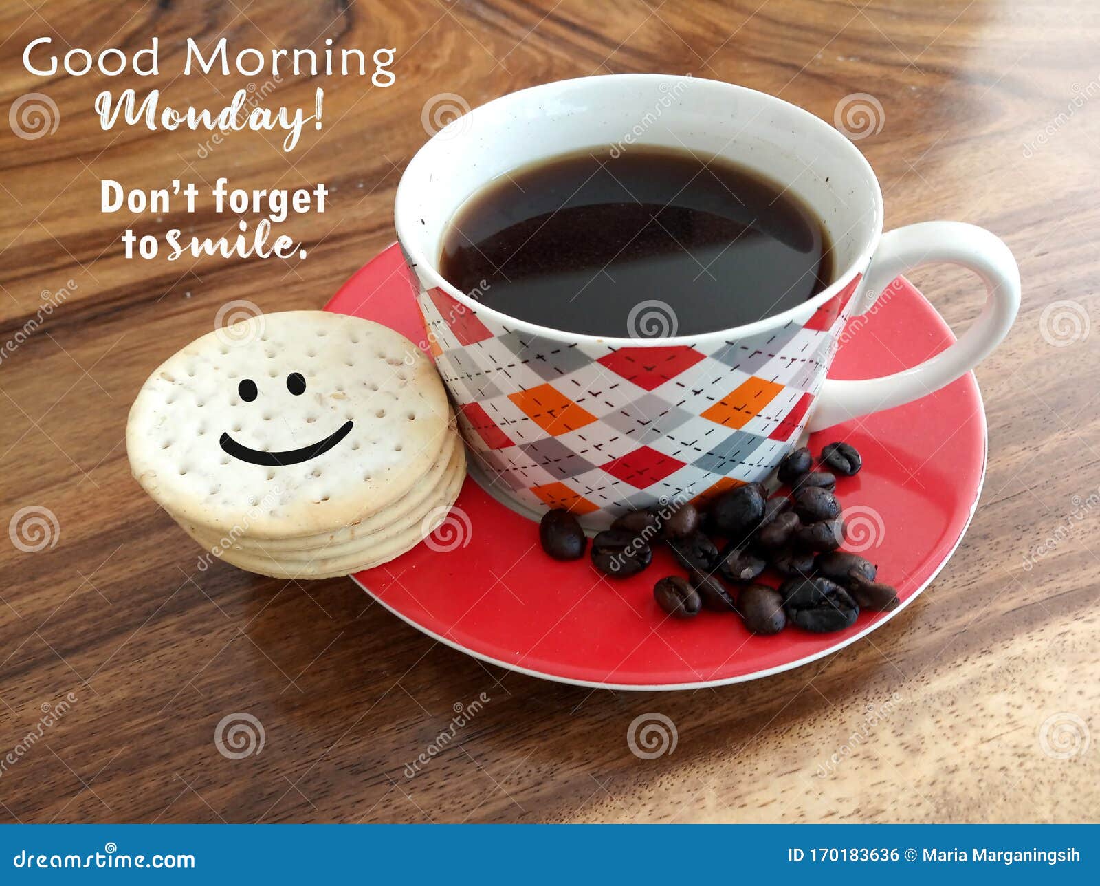 Gutem Morgenkaffee Mit Lächelndem Gesicht Cookies Guten Morgen Montag ...