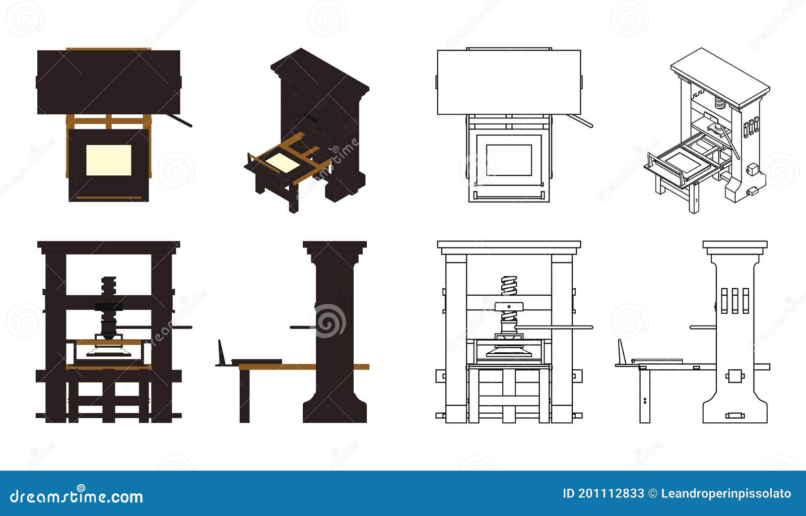 renaissance printing press clipart