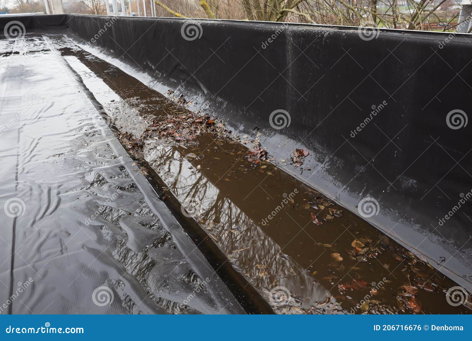 The Gutter is Blocked on a Flat Roof Stock Photo Image of dirty, home