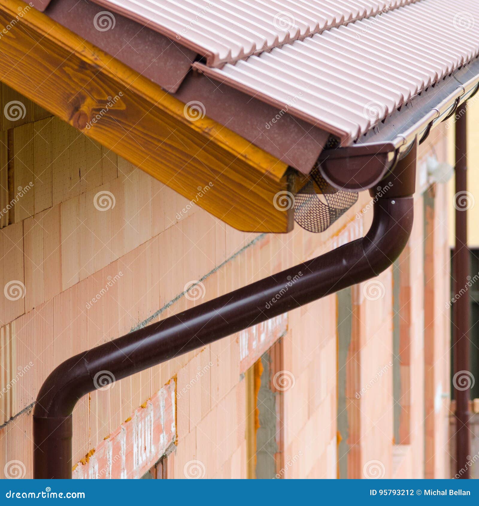 Gutter on House Corner. Metal Eave on Roof Stock Photo Image of metal, condo 95793212