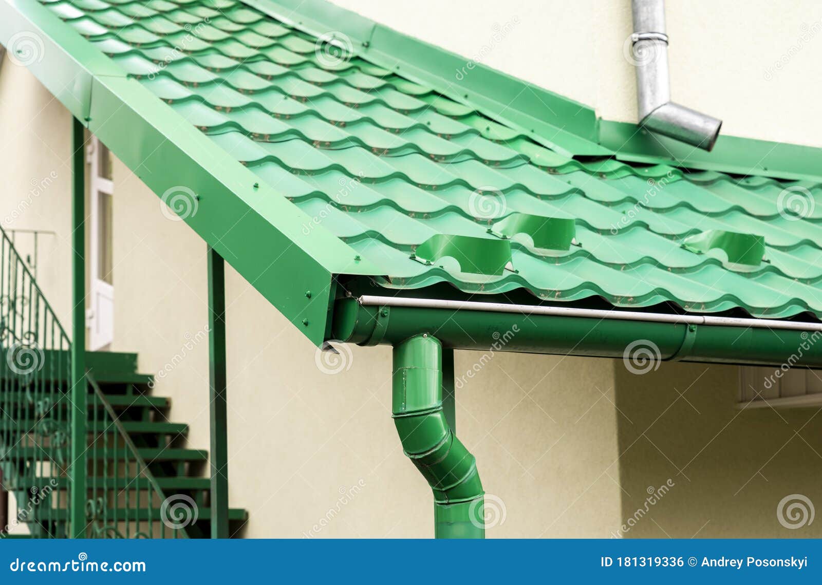 Gutter Under the Roof for Draining Stock Photo Image of metal, rain