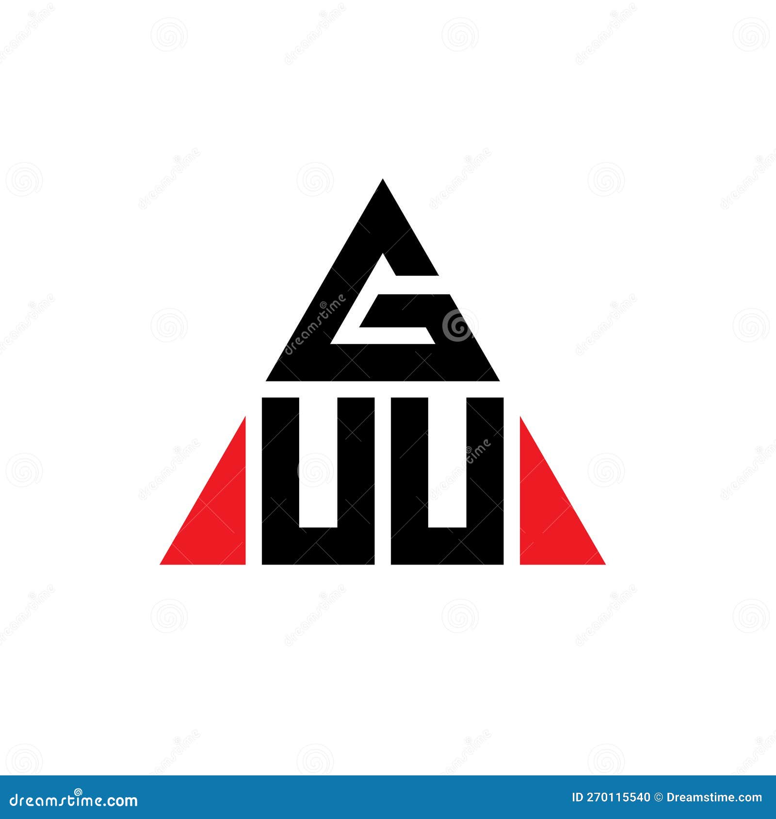 guu triangle letter logo  with triangle . guu triangle logo  monogram. guu triangle  logo template with red