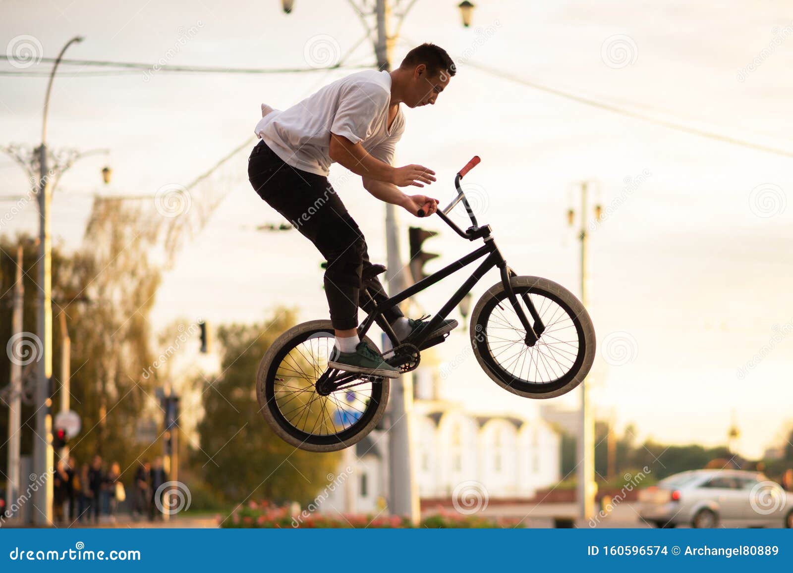 The Guy in the Air with a BMX Bike Stock Photo Image of excitement
