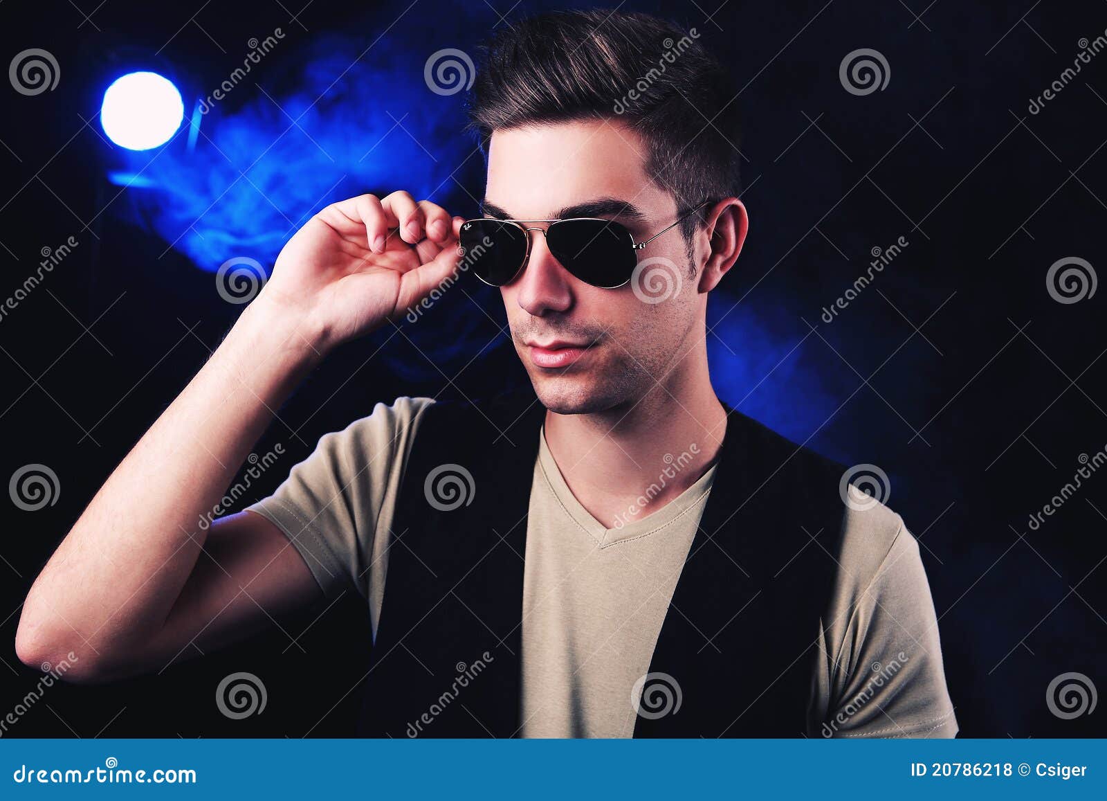 Guy in aviator sunglasses stock photo. Image of cross 20786218