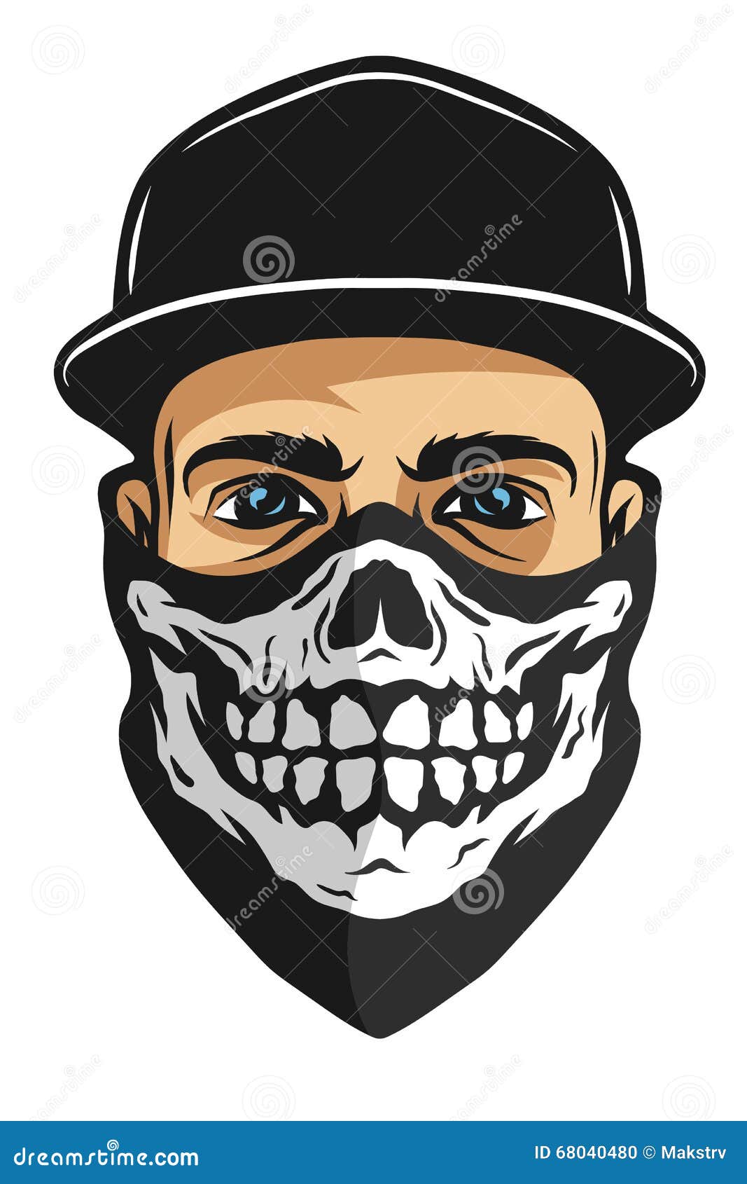 Skull With Bandana Human Pattern Vector Illustration | CartoonDealer