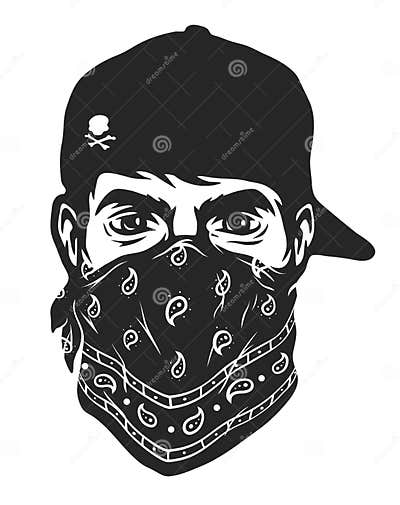 A Guy in a Baseball Cap and Bandana. Stock Vector - Illustration of ...