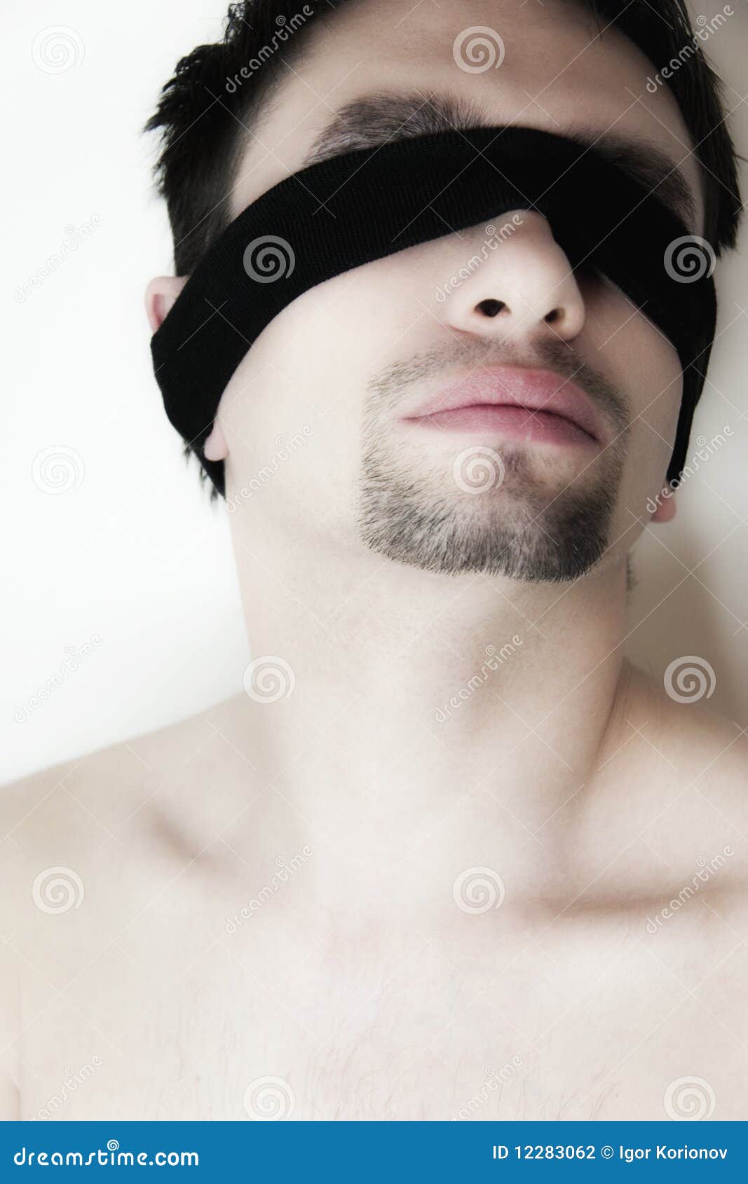 Guy with Black Bandage on Eyes Stock Photo Image of fright