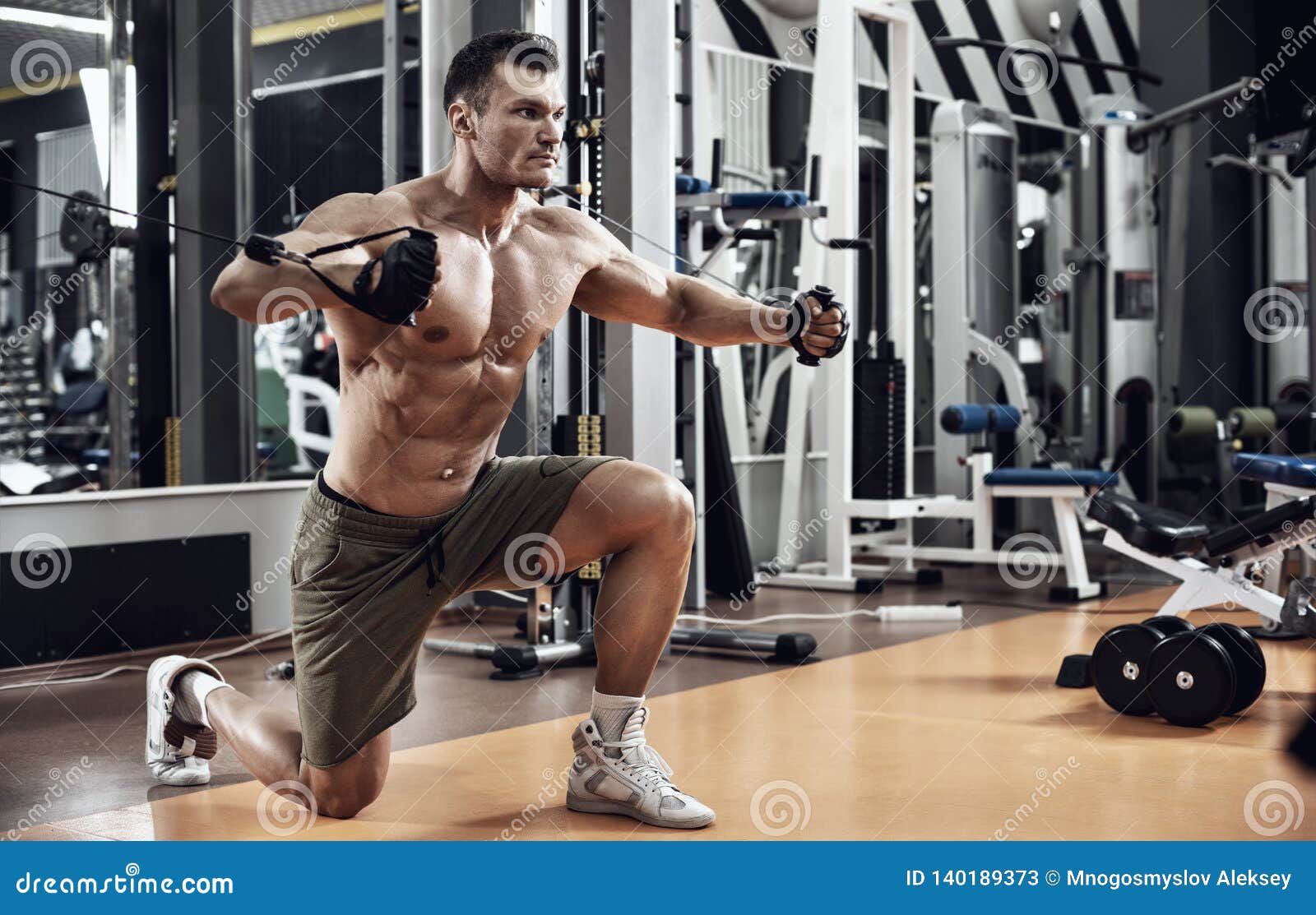 Guy Bodybuilder with Exercise Machine Stock Image Image of brawny