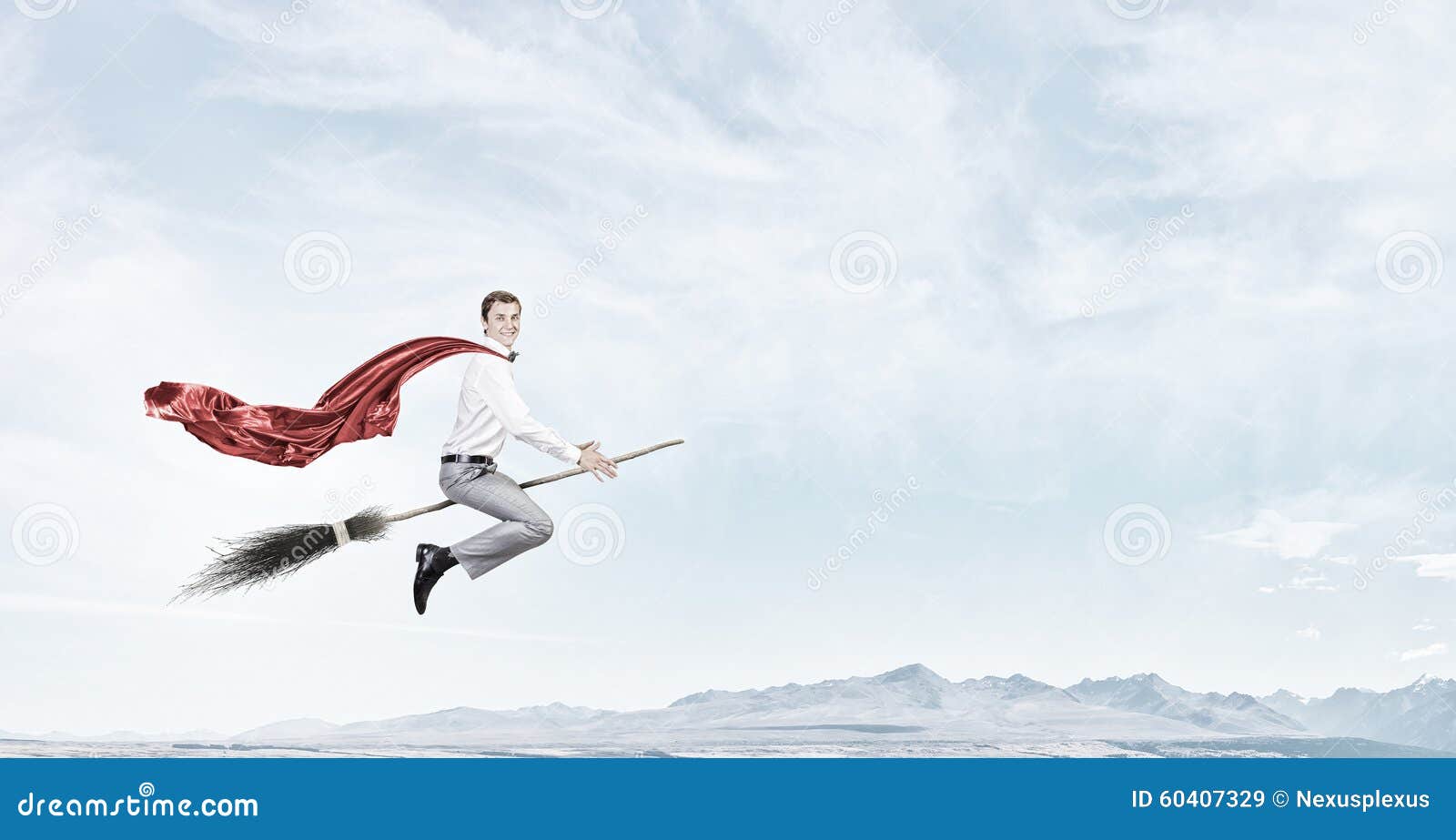 Guy on broom stock image. Image of adult, human, shirt 60407329