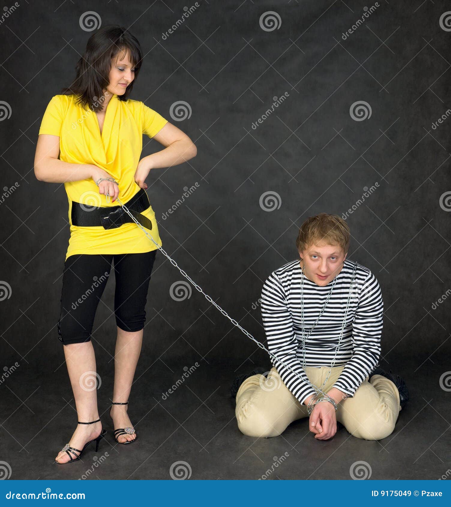 Guy Chained in a Chain and Girl Stock Image Image of girl, chain 9175049