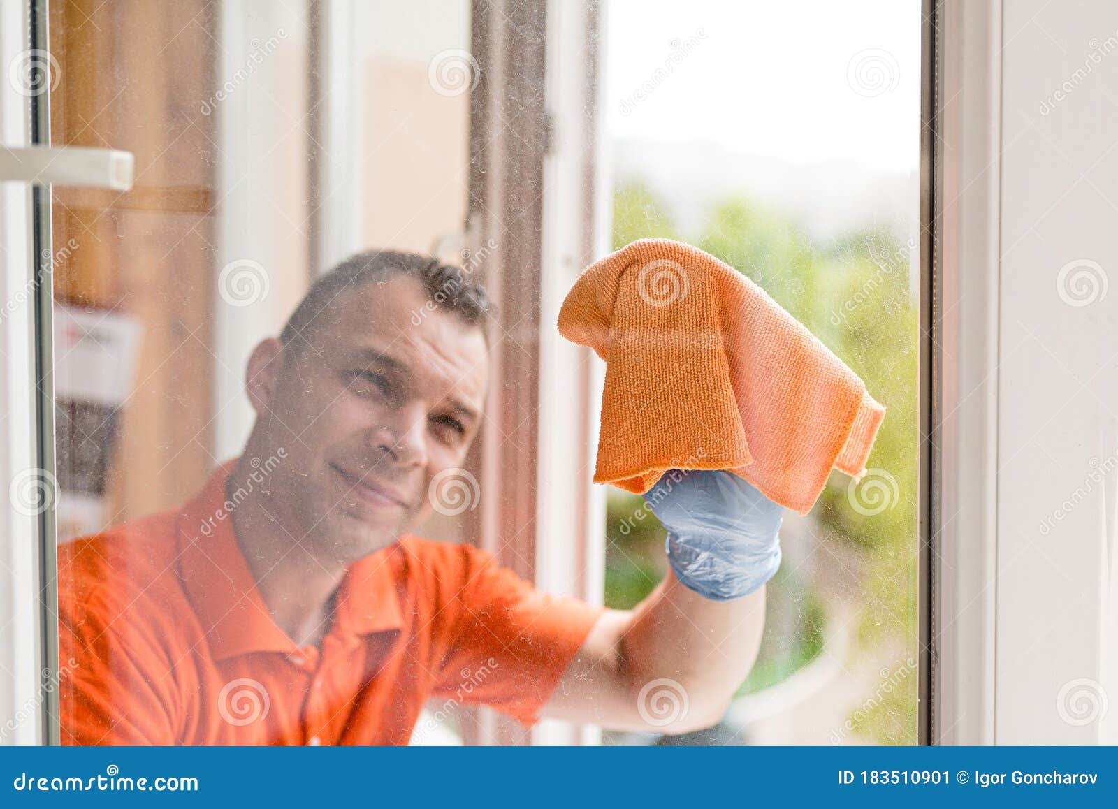Male Cleaner Window Cleaning Services Stock Image Image of neat